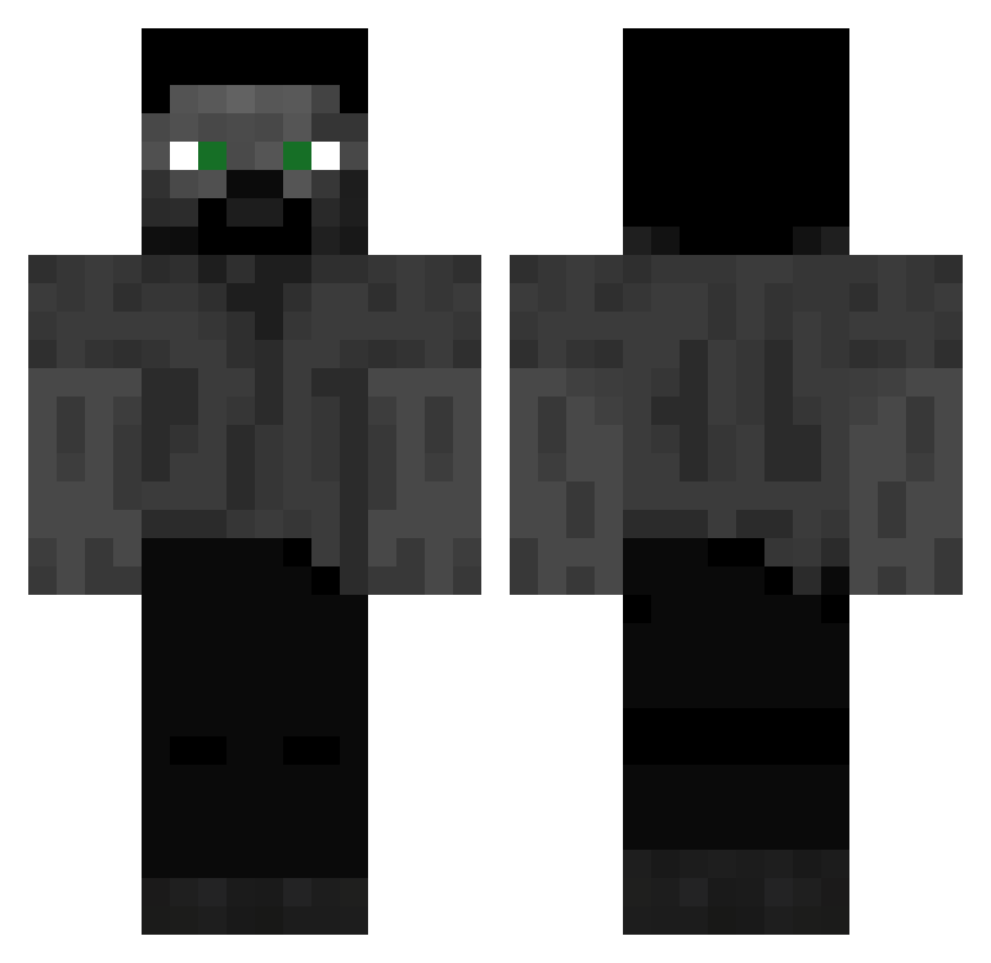 Plshy333 Minecraft skin, front and back view
