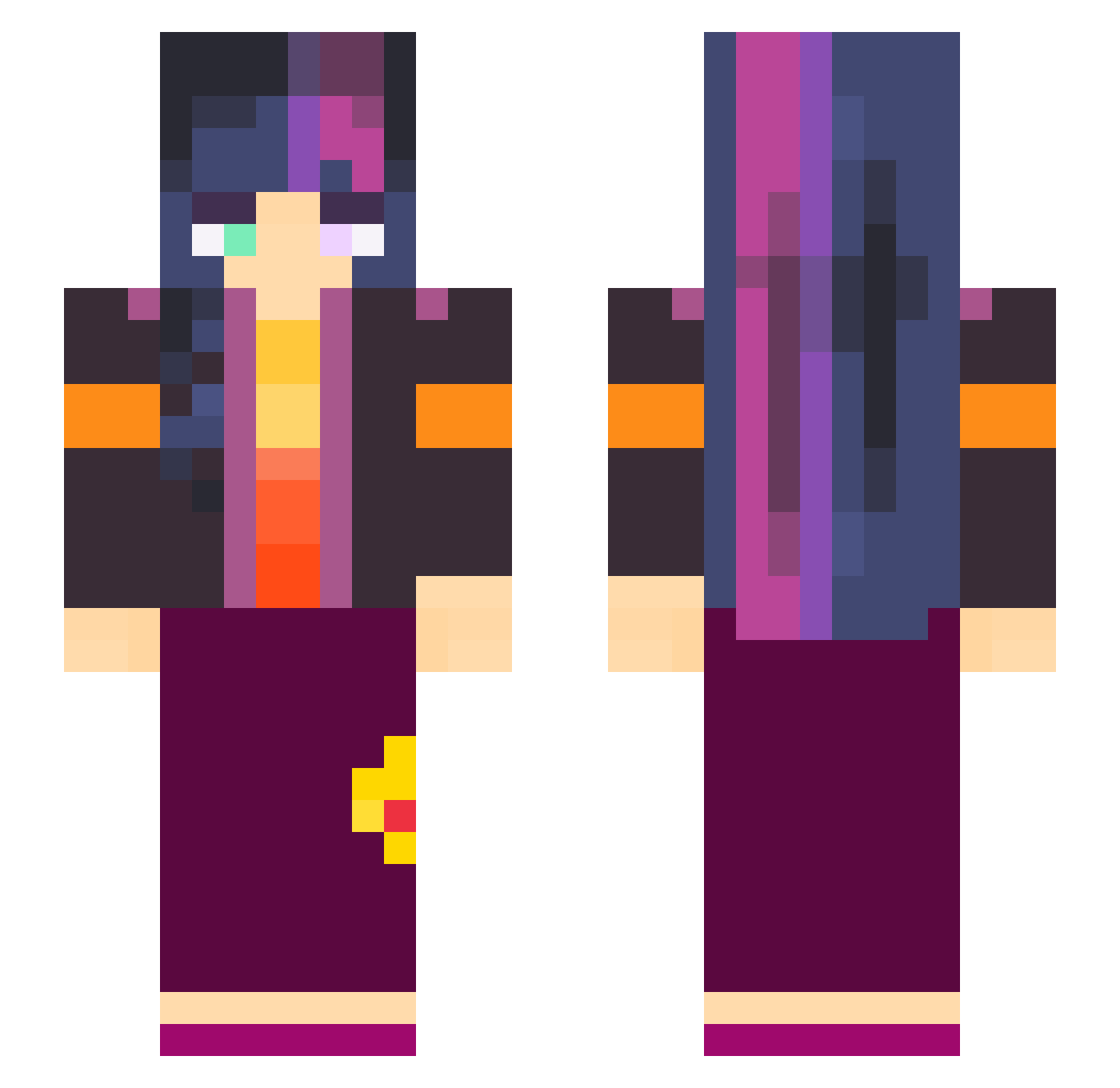 sagevibess Minecraft skin, front and back view