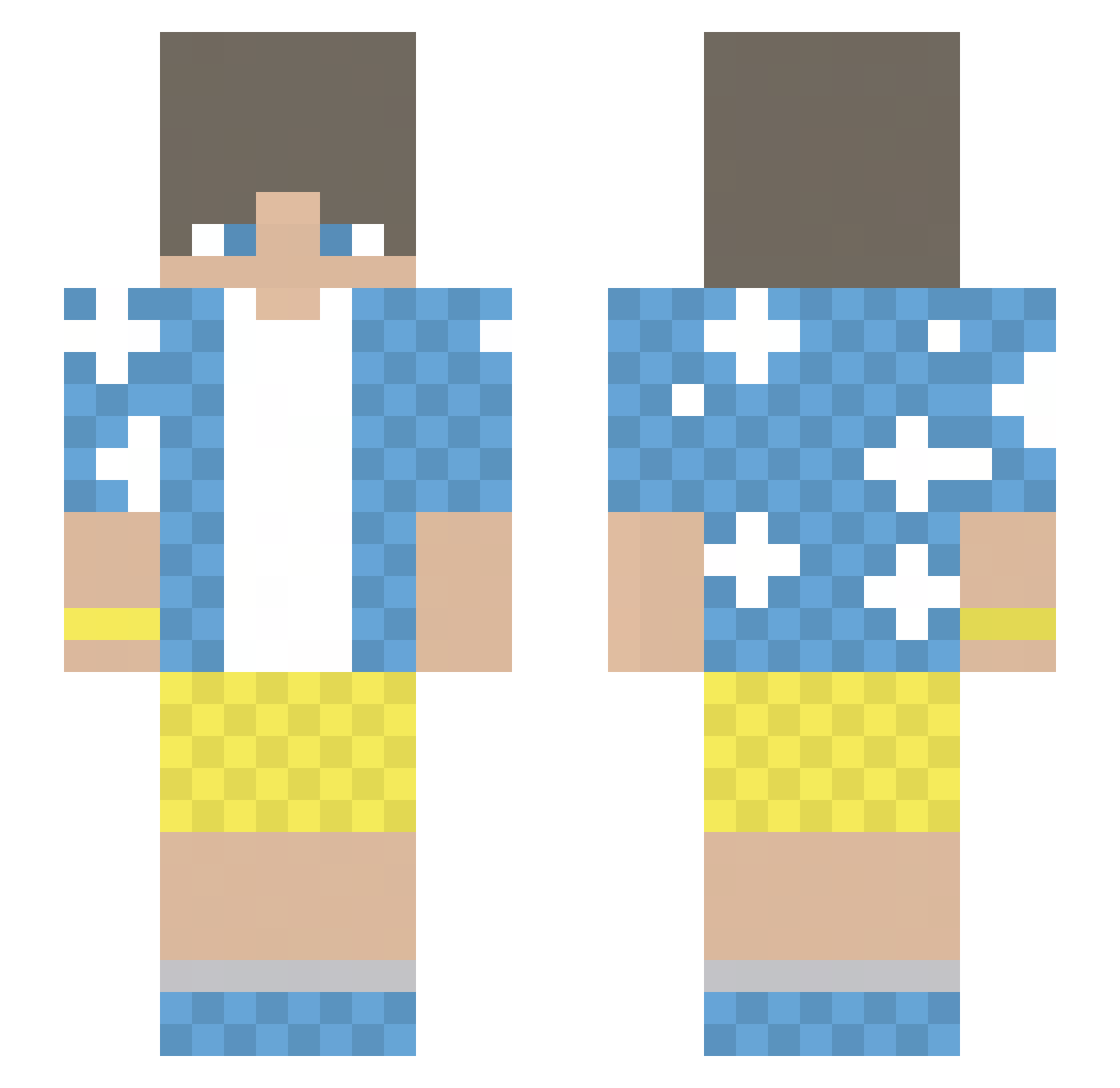 LunnaQ Minecraft skin, front and back view