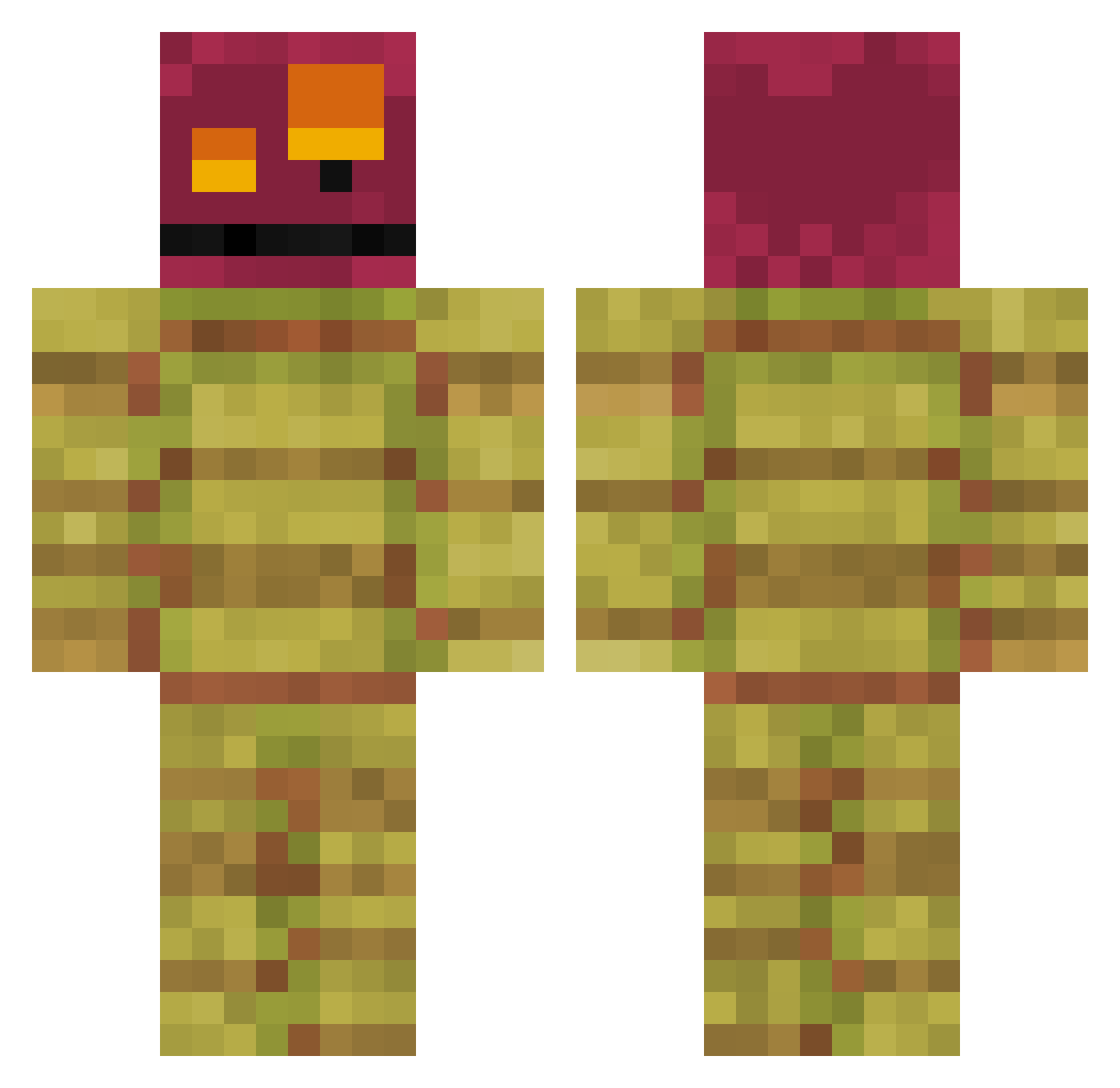 Unquaffed Minecraft skin, front and back view