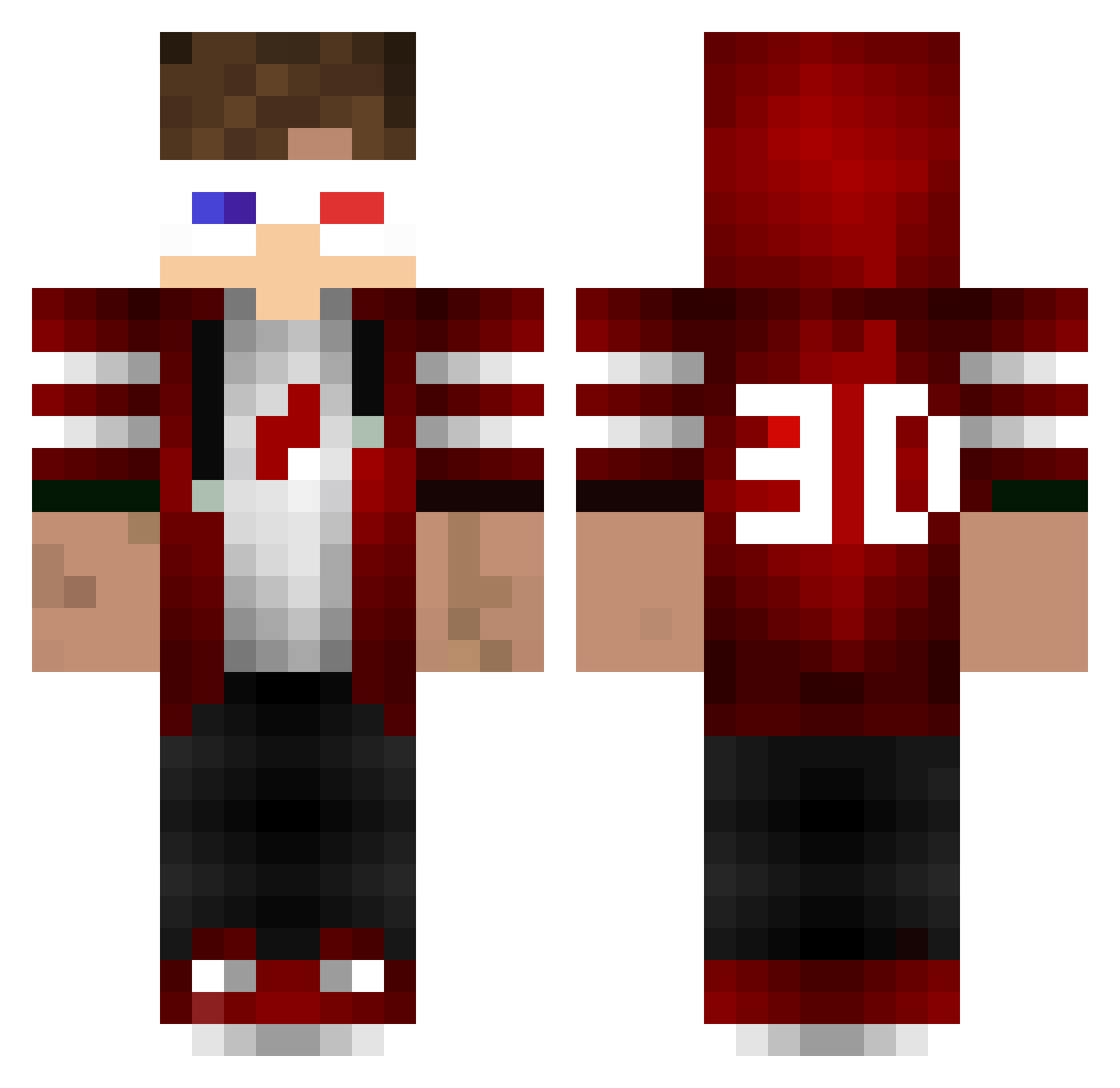 ItsMichi Minecraft skin, front and back view