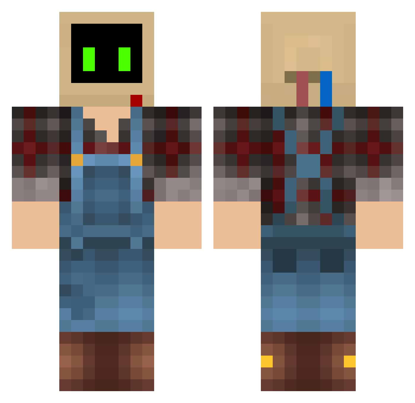 soppey321 Minecraft skin, front and back view
