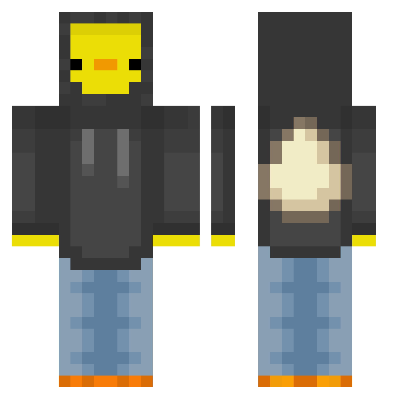 oZeniq Minecraft skin, front and back view