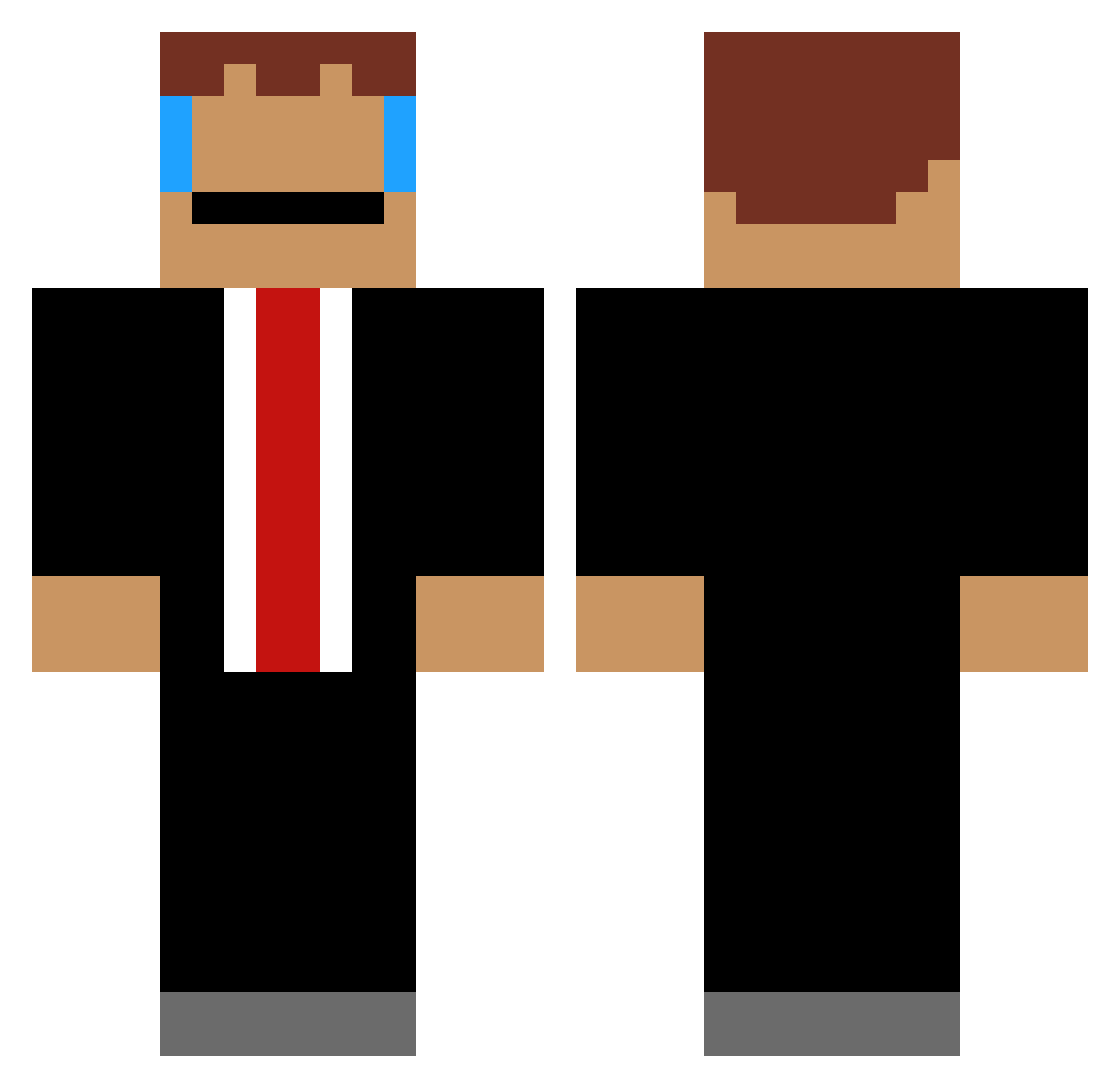 Gusthebuster Minecraft skin, front and back view