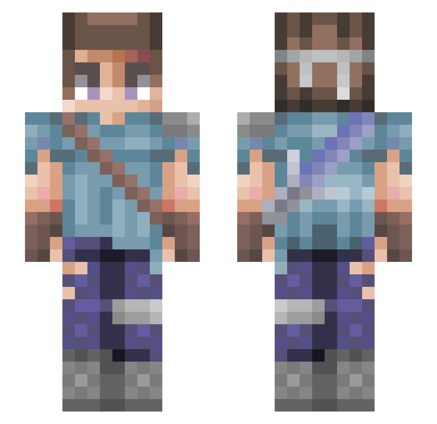 Xenomorphic Minecraft skin, front and back view