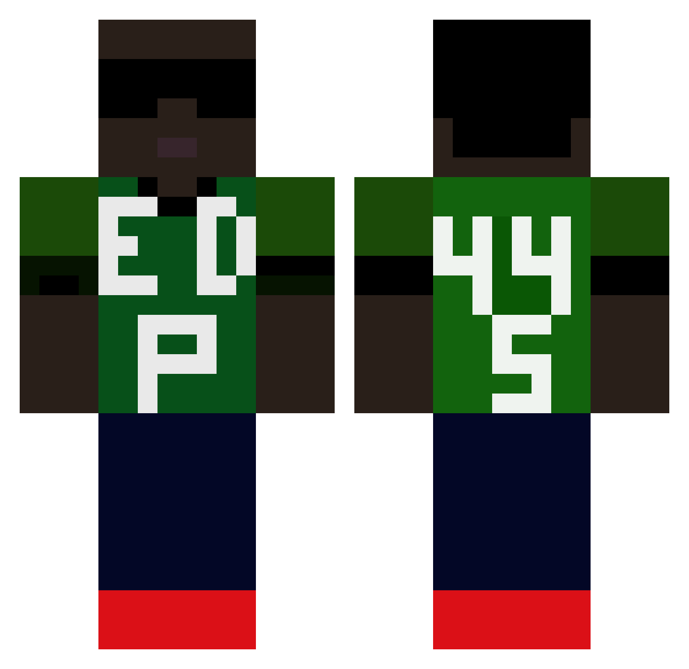edp Minecraft skin, front and back view