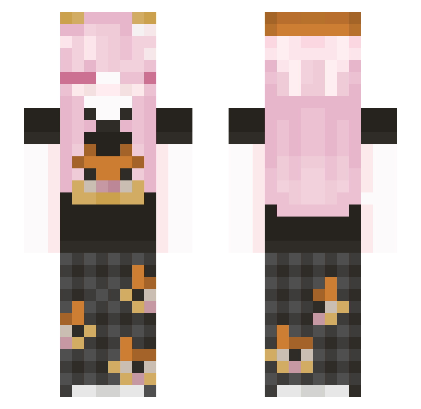 Luciianini Minecraft skin, front and back view