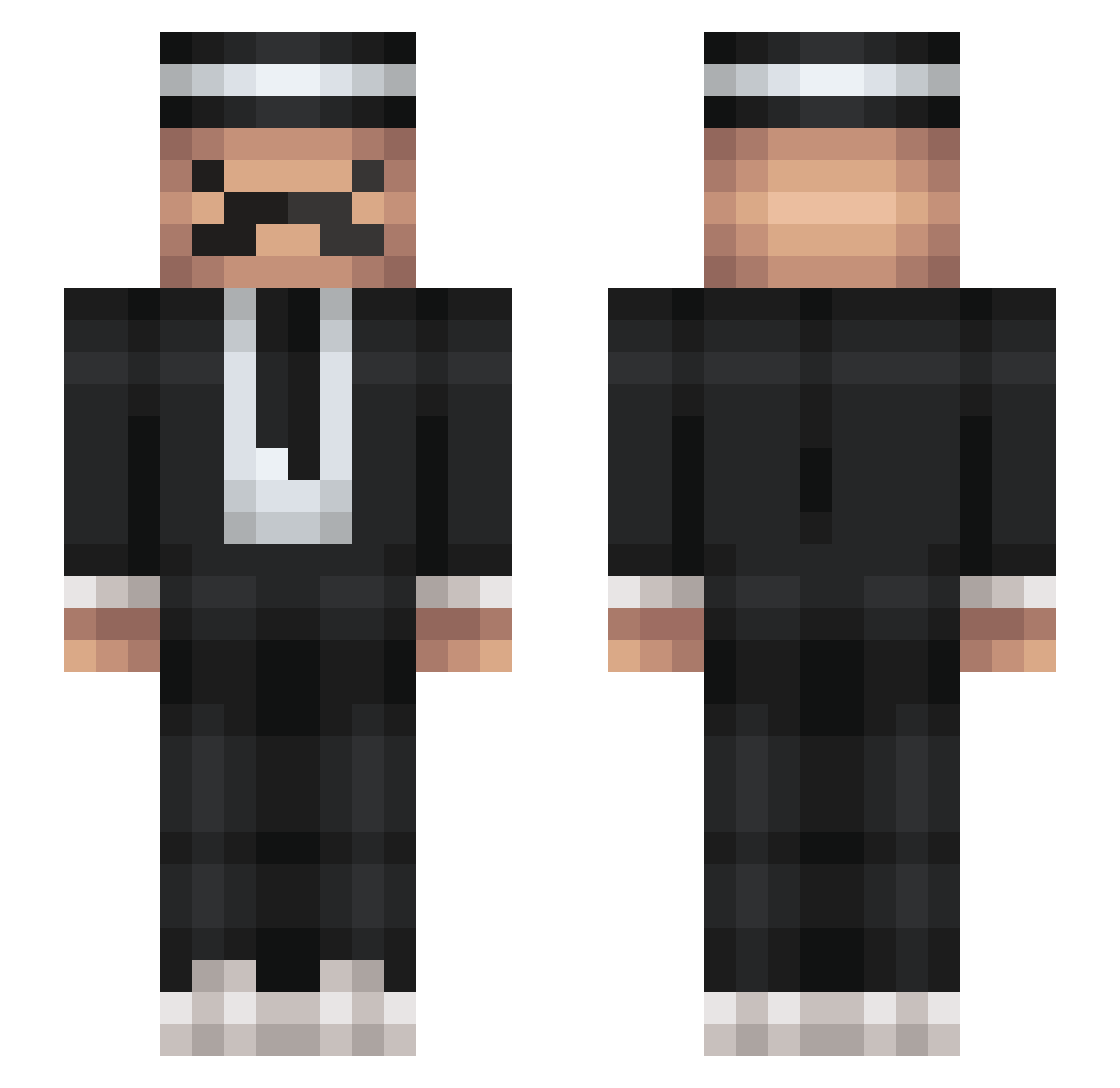 Kabelfresse Minecraft skin, front and back view