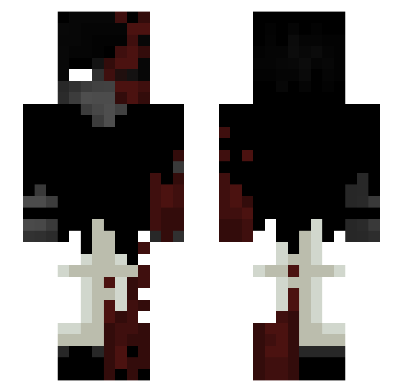 WardenCrux Minecraft skin, front and back view