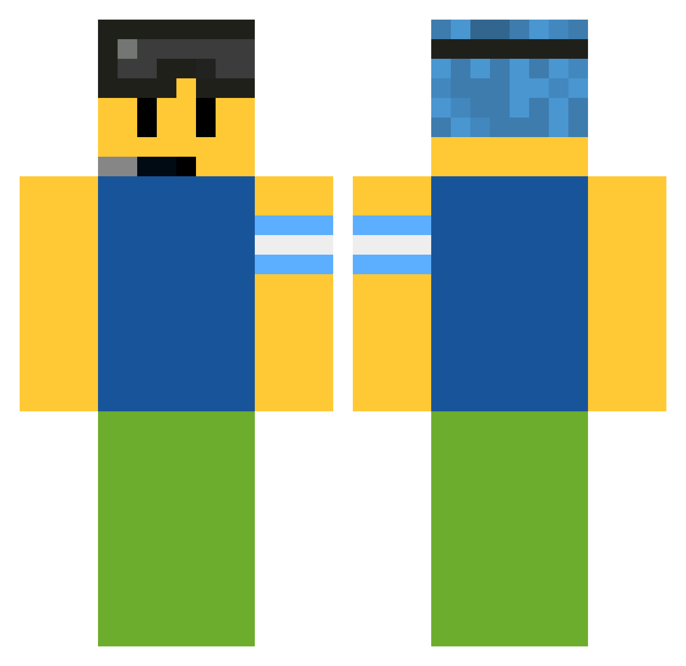 AtomBelowAverage Minecraft skin, front and back view