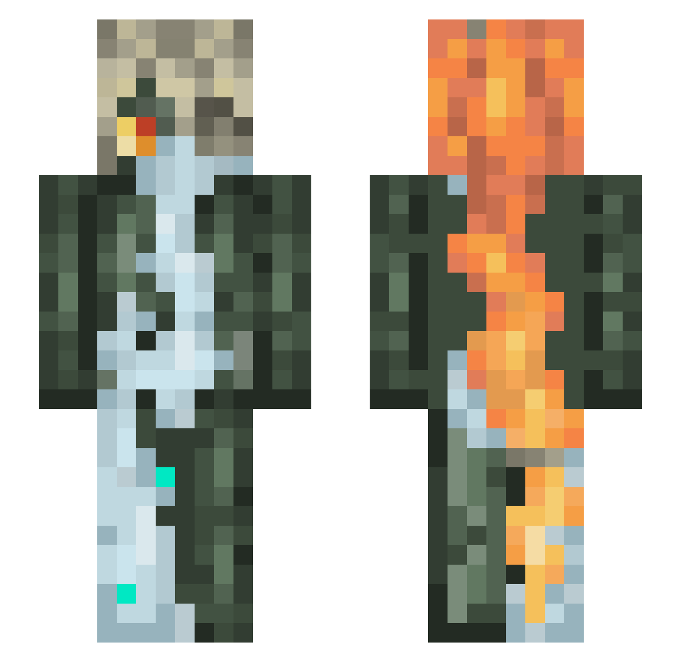 Xkaliblade Minecraft skin, front and back view