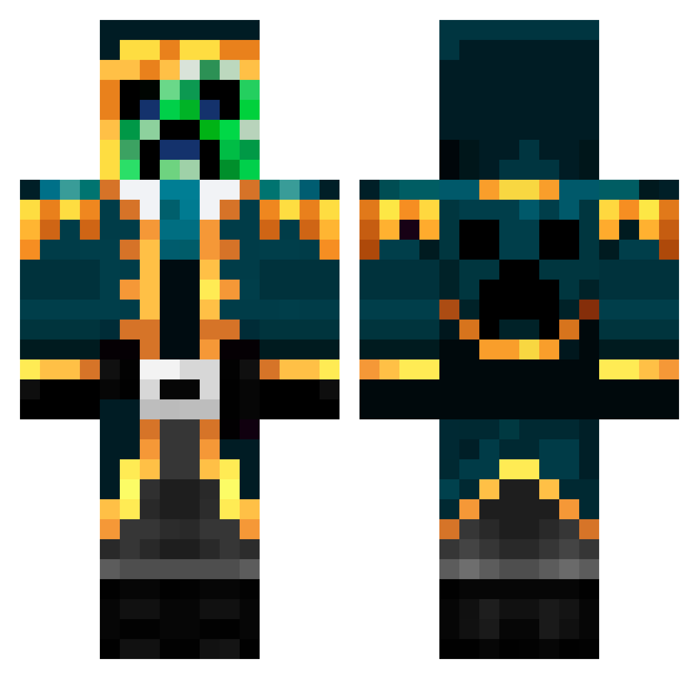 SilverBlackCat Minecraft skin, front and back view