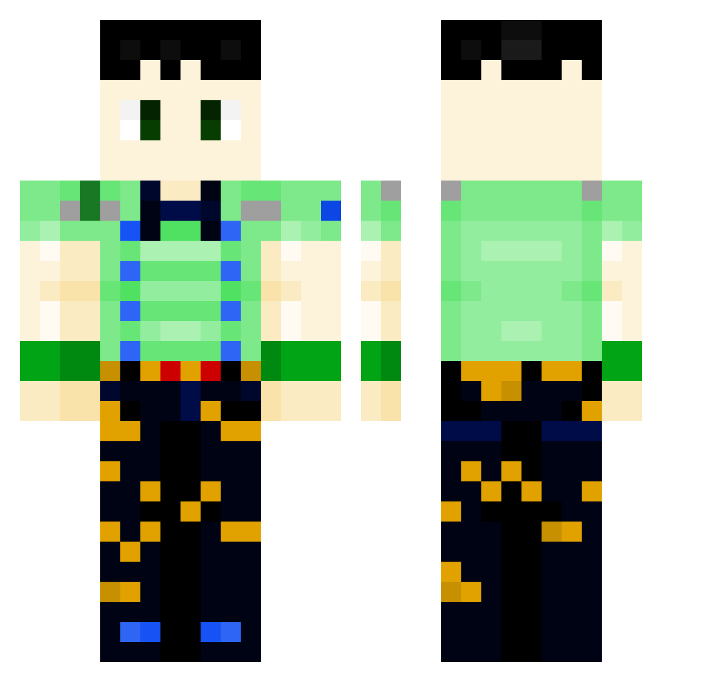 FumBumeler Minecraft skin, front and back view