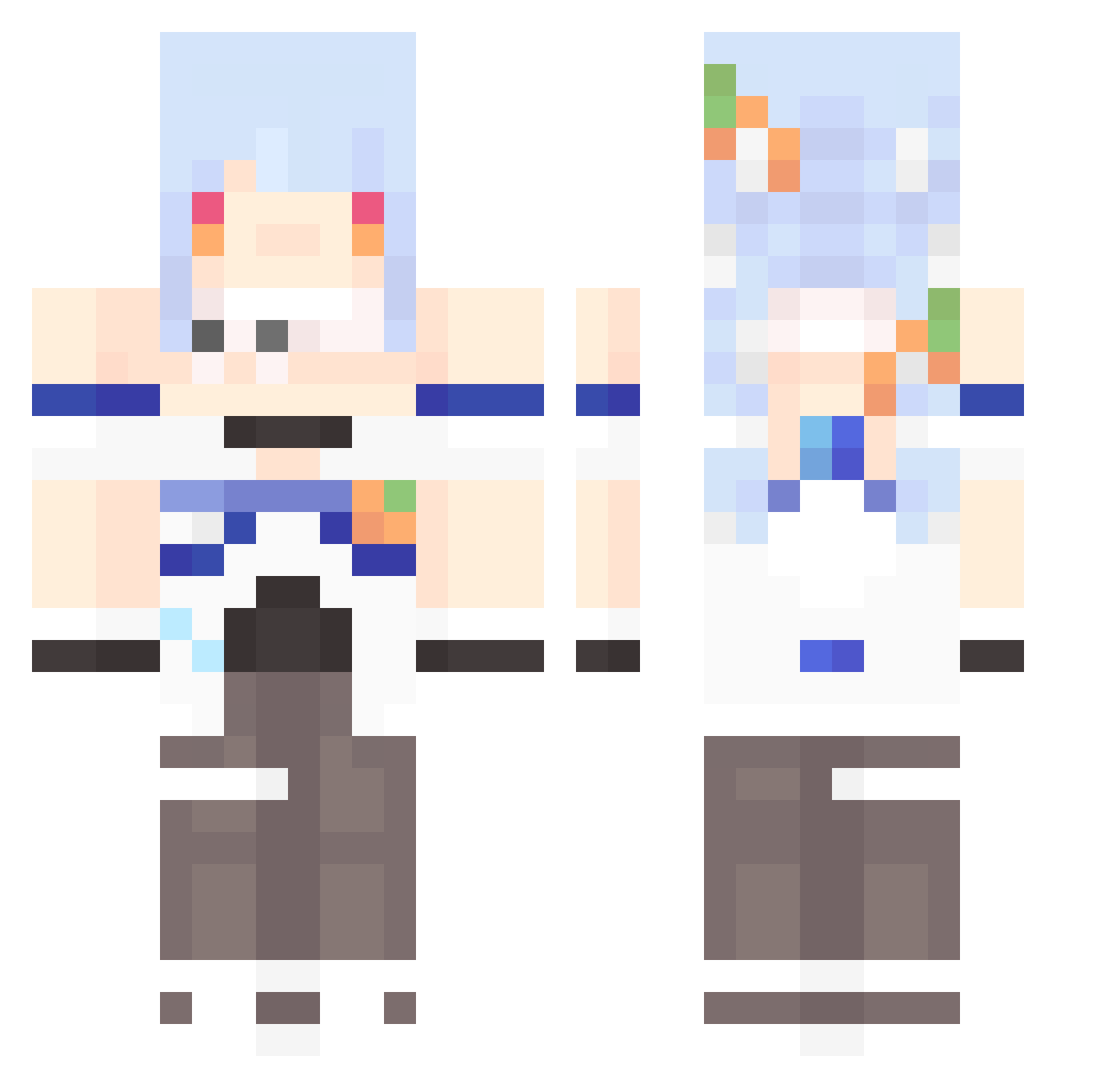 Mantra7 Minecraft skin, front and back view