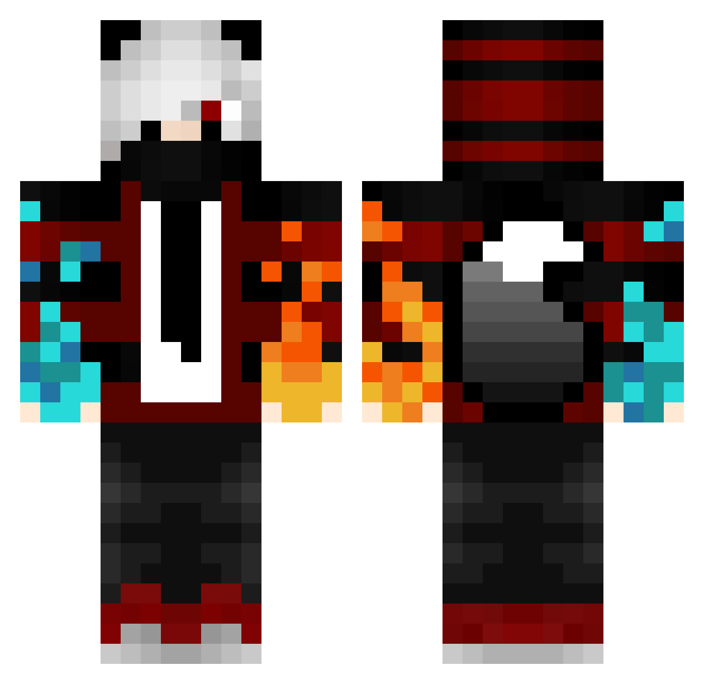 Crackershoot Minecraft skin, front and back view