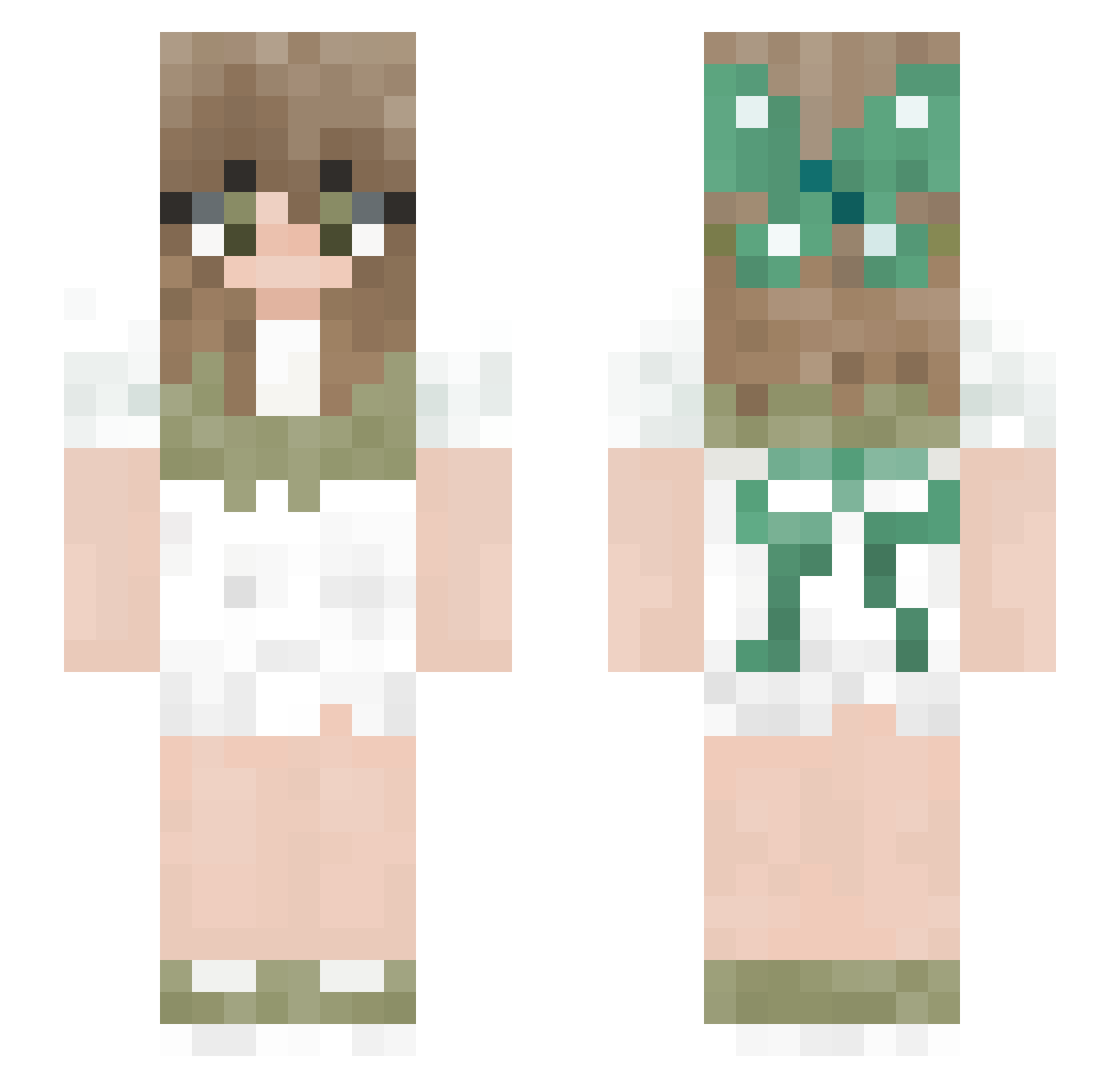 Woman_Hunter Minecraft skin, front and back view