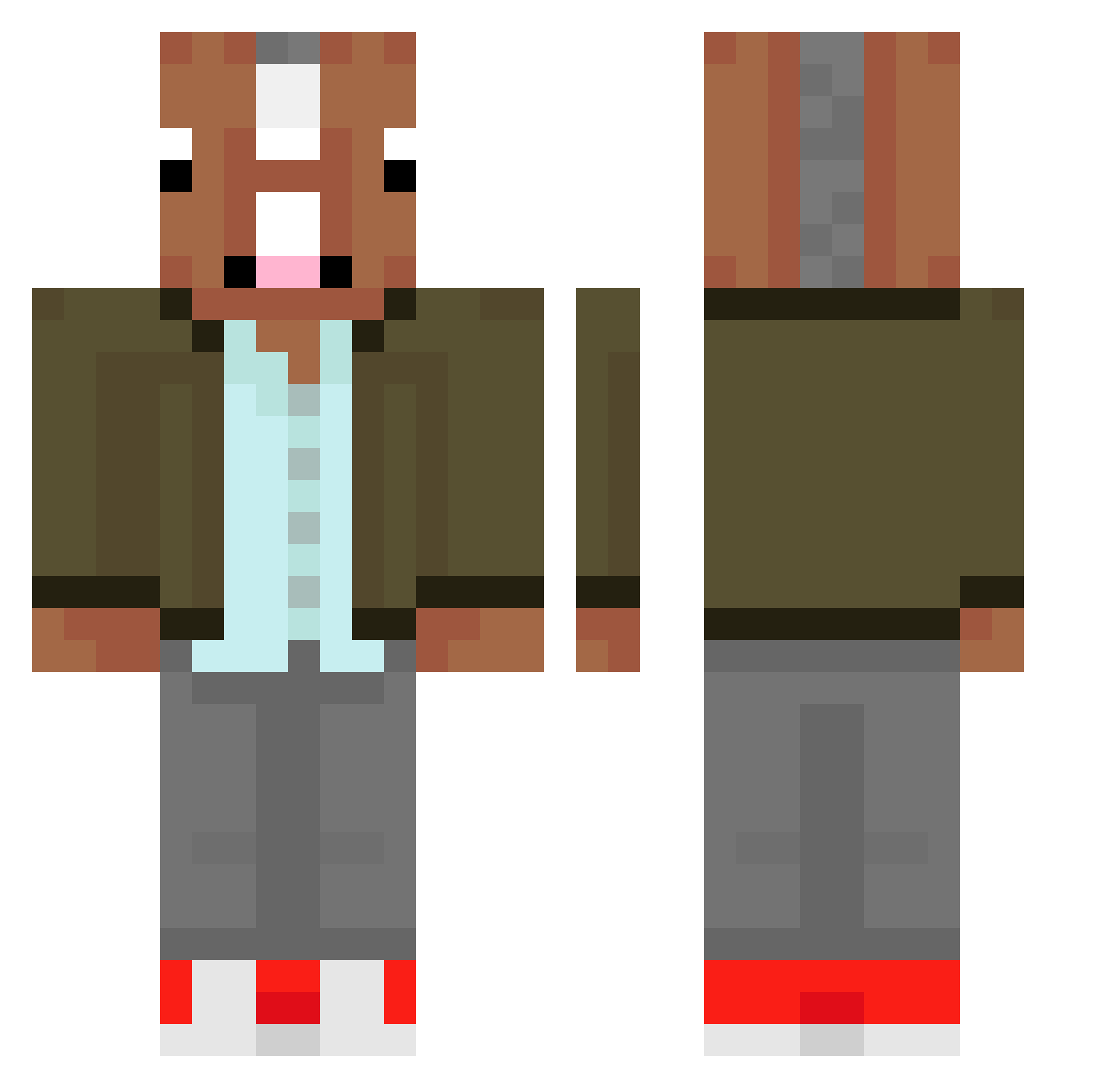 Gigglz315 Minecraft skin, front and back view