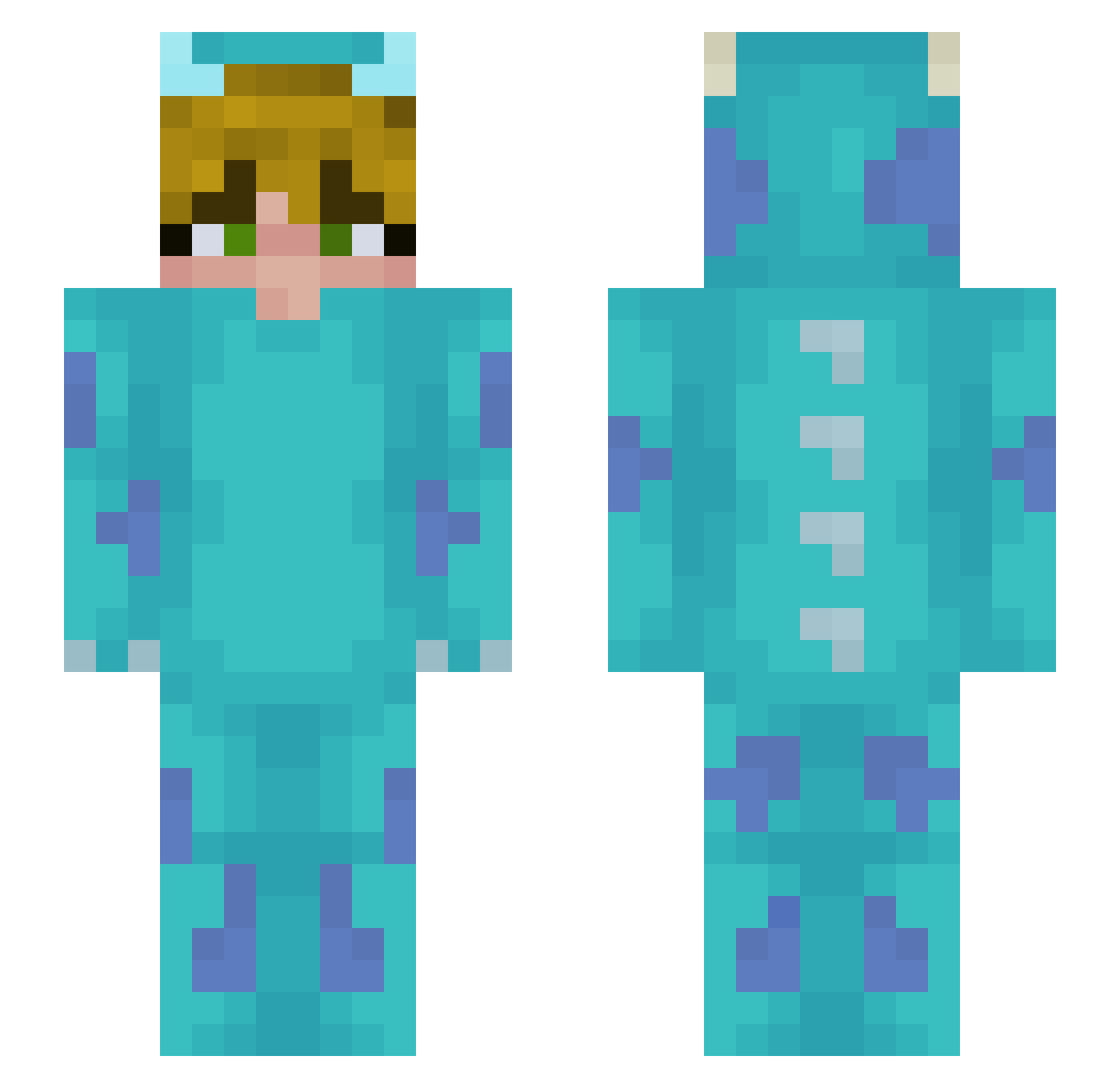 jamiefy Minecraft skin, front and back view