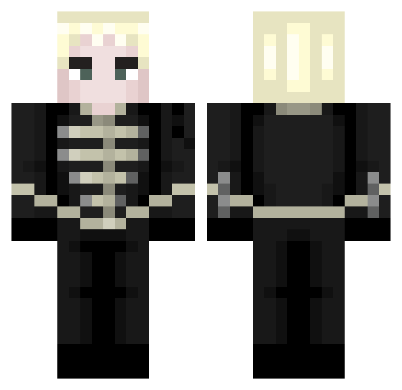 WeeShug03 Minecraft skin, front and back view