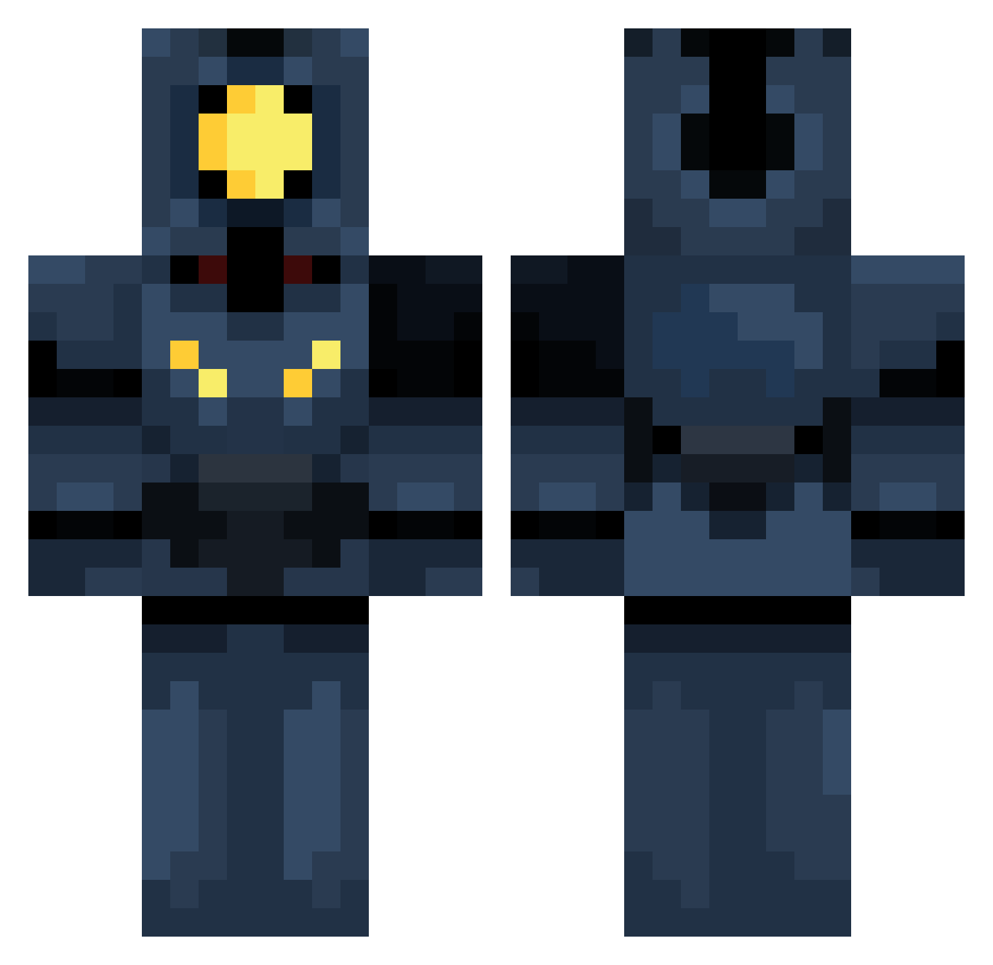 xyz19 Minecraft skin, front and back view