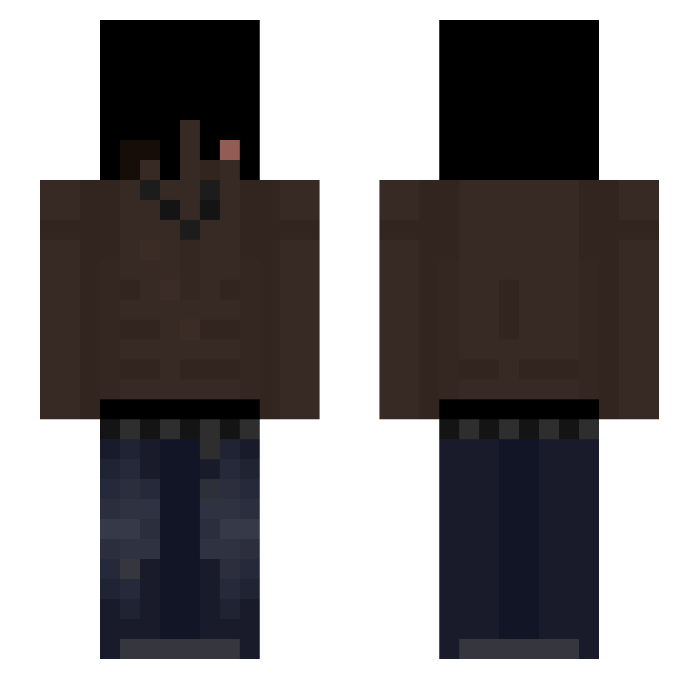 deadheaded Minecraft skin, front and back view