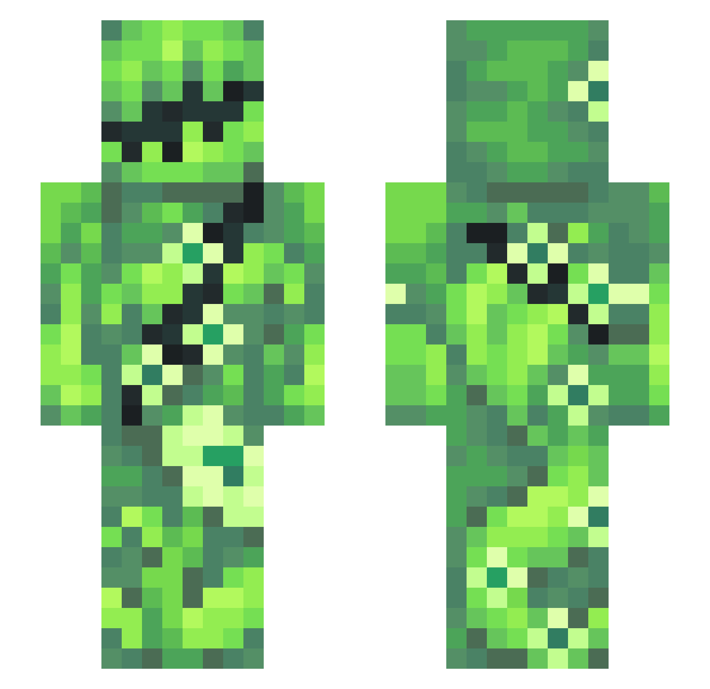SyTheSlime Minecraft skin, front and back view