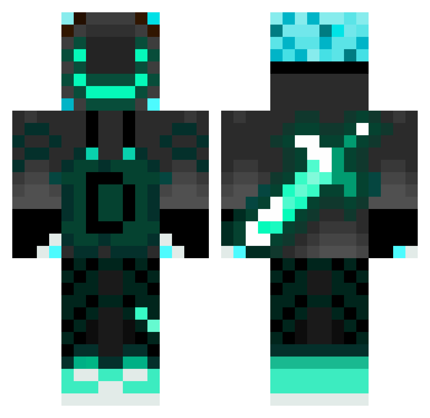 TrixyFNT Minecraft skin, front and back view