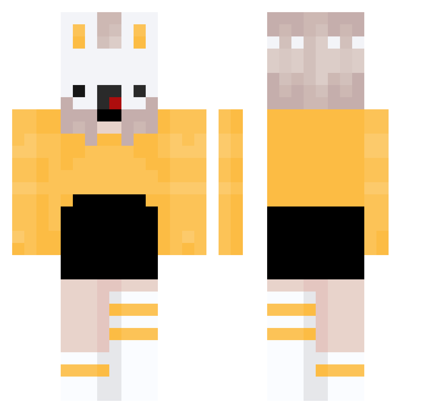 wakanixx Minecraft skin, front and back view