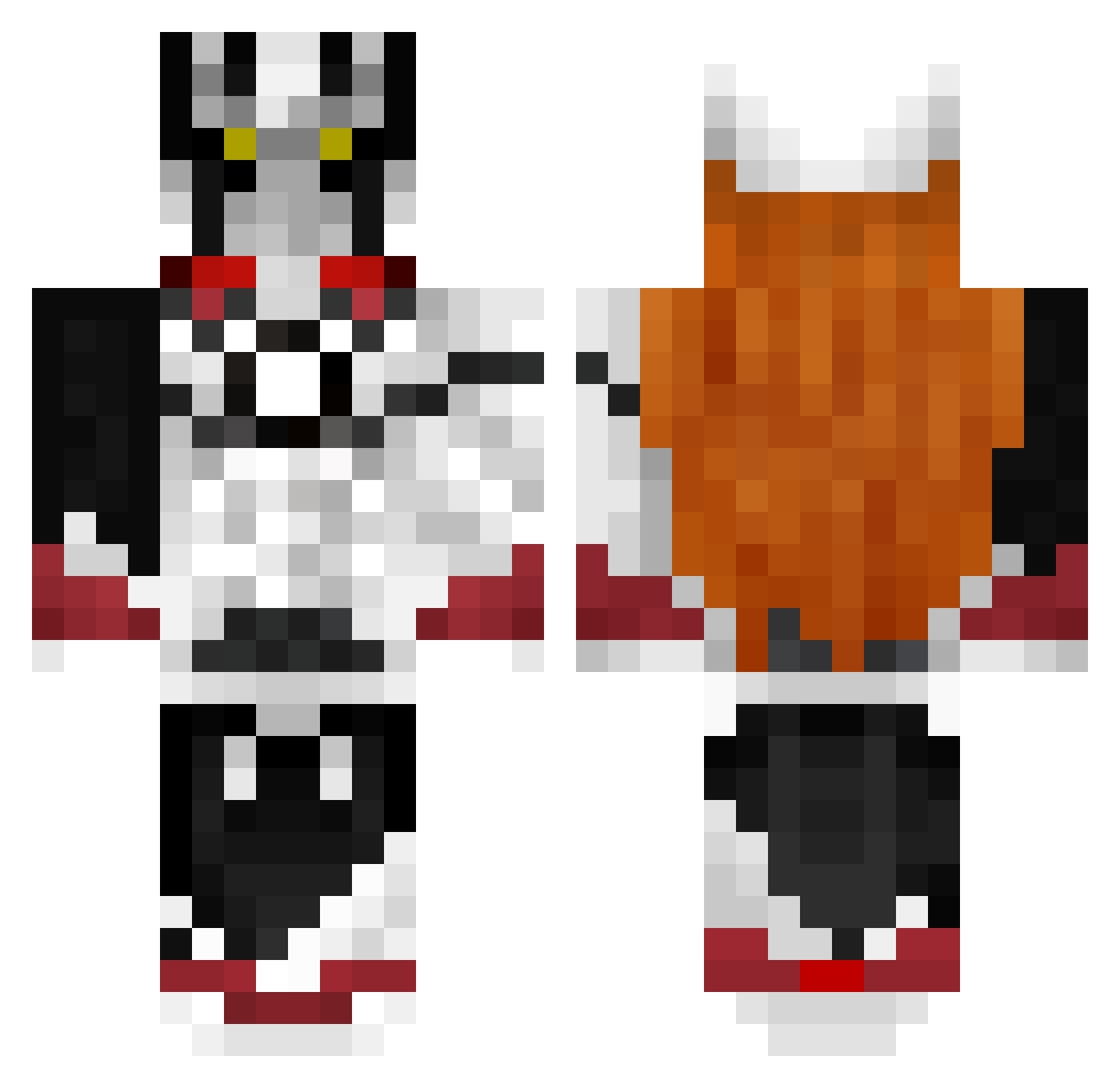 MythicalRex Minecraft skin, front and back view