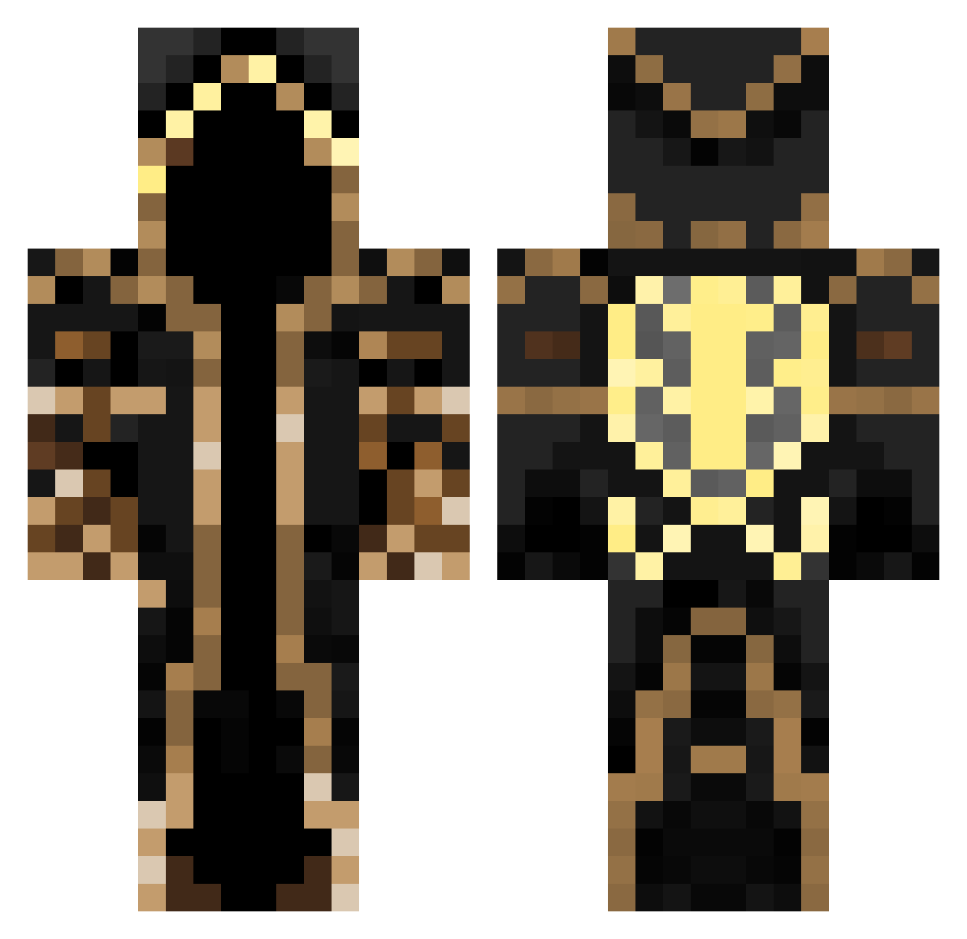 Keepwarden Minecraft skin, front and back view