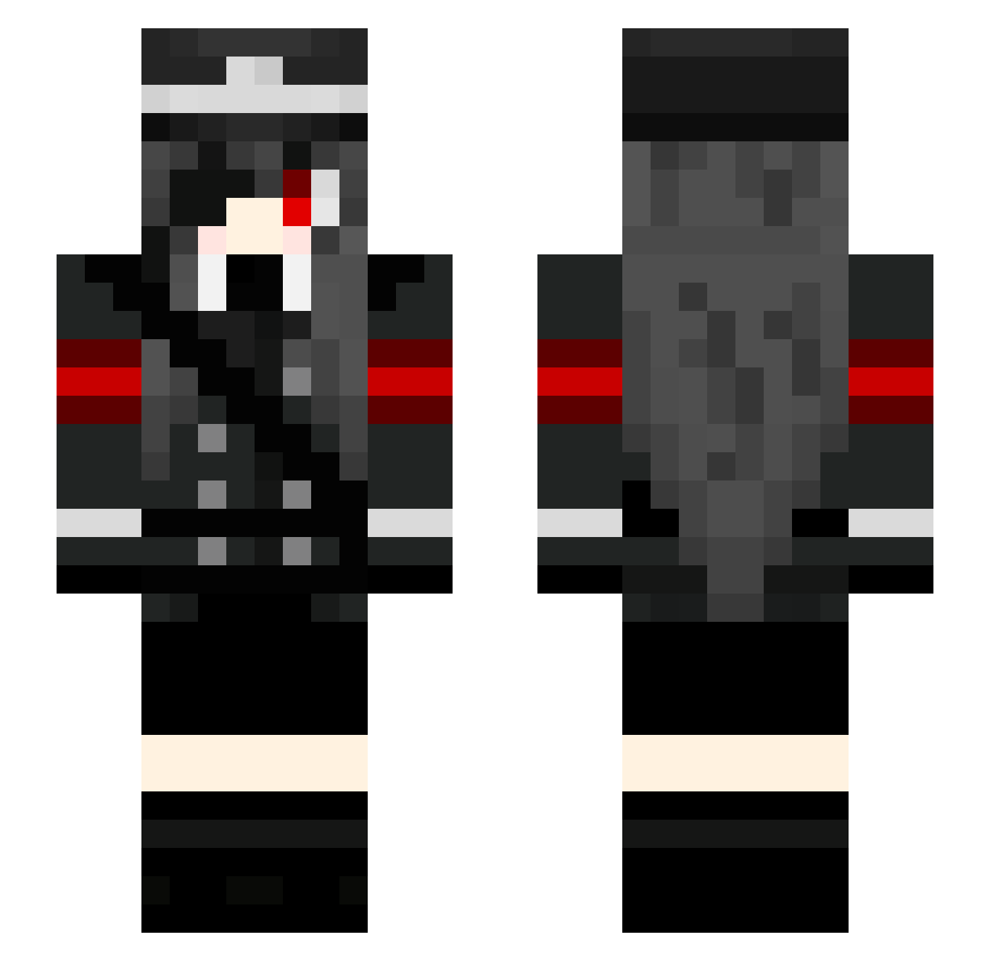 Distred Minecraft skin, front and back view