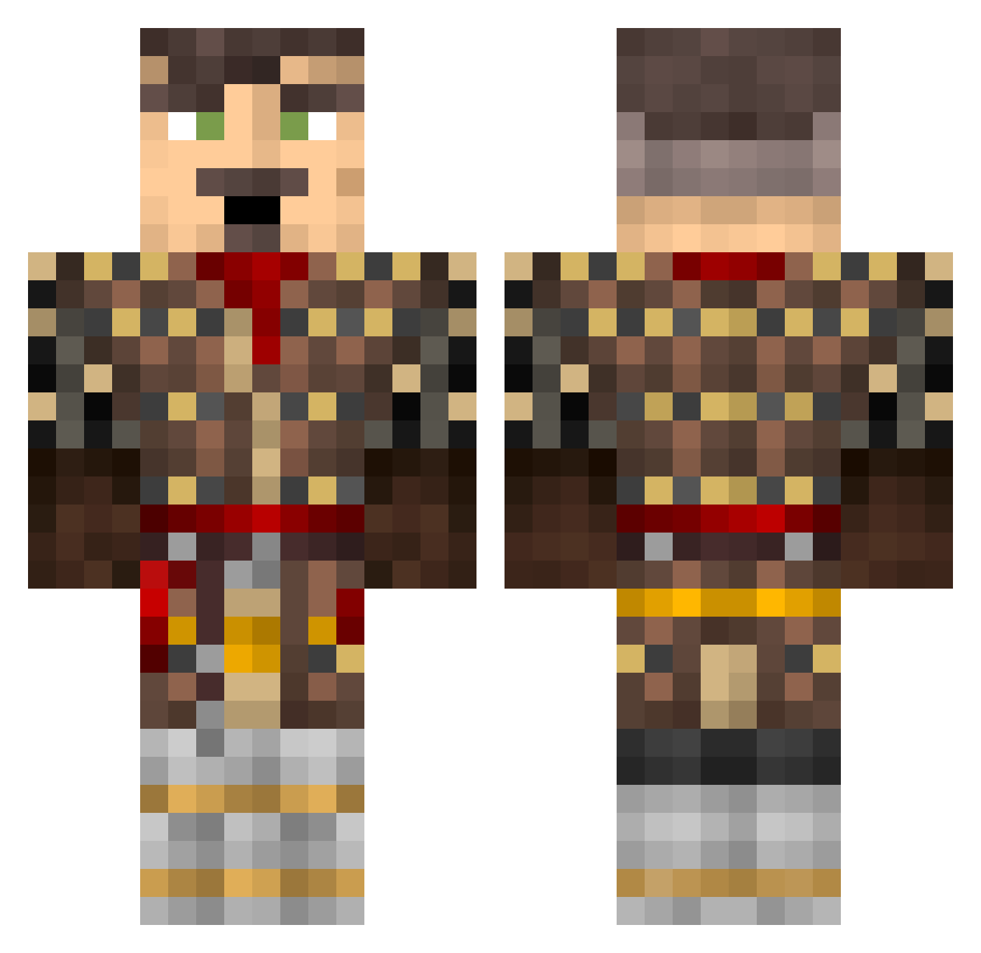 RTMG Minecraft skin, front and back view