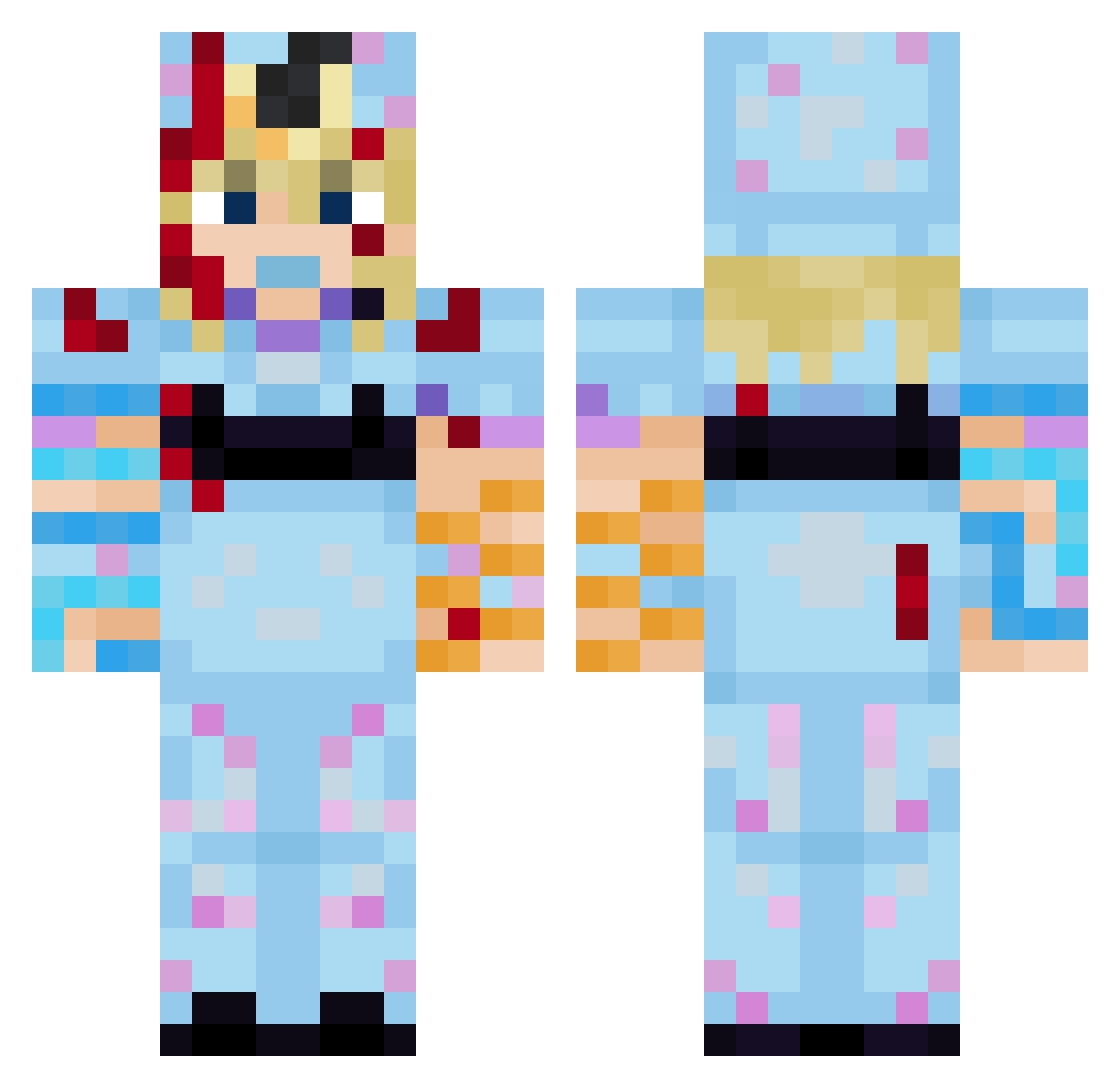 Cyan1000 Minecraft skin, front and back view