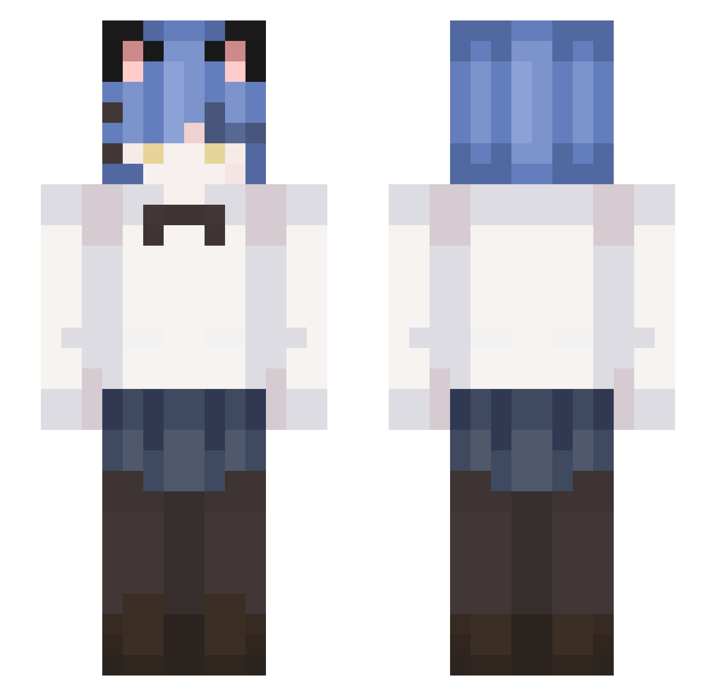 TxnyFPS Minecraft skin, front and back view