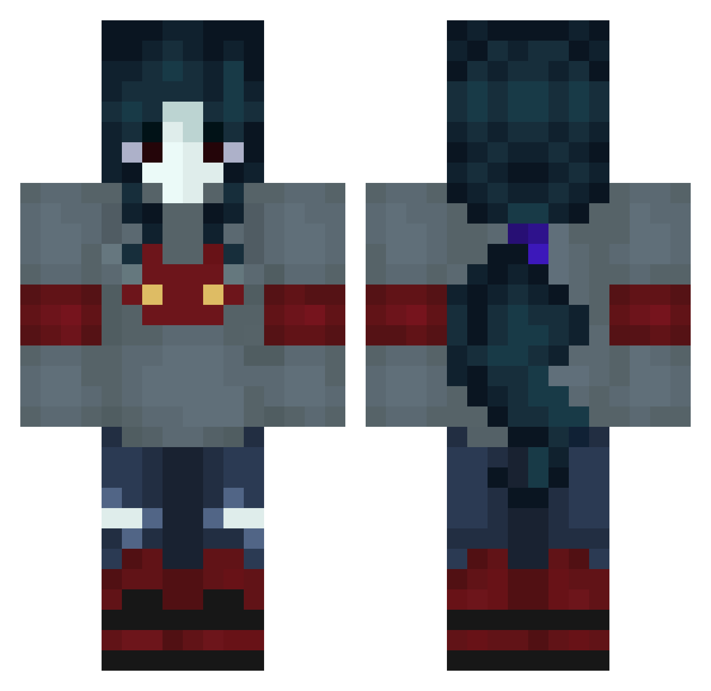 Isqis Minecraft skin, front and back view