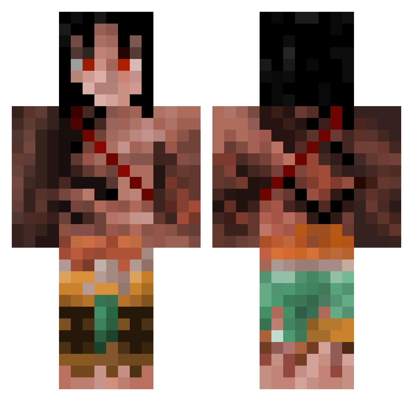 Stehluftir Minecraft skin, front and back view
