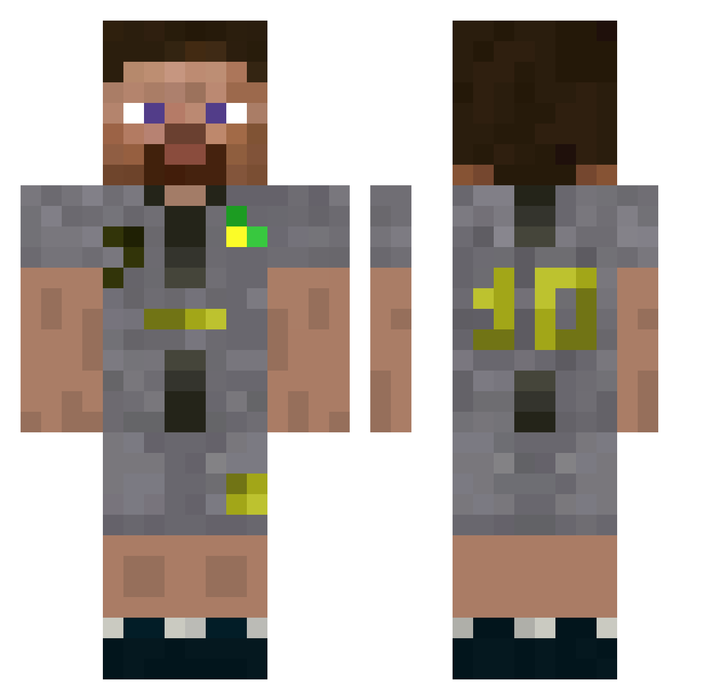 66rn Minecraft skin, front and back view