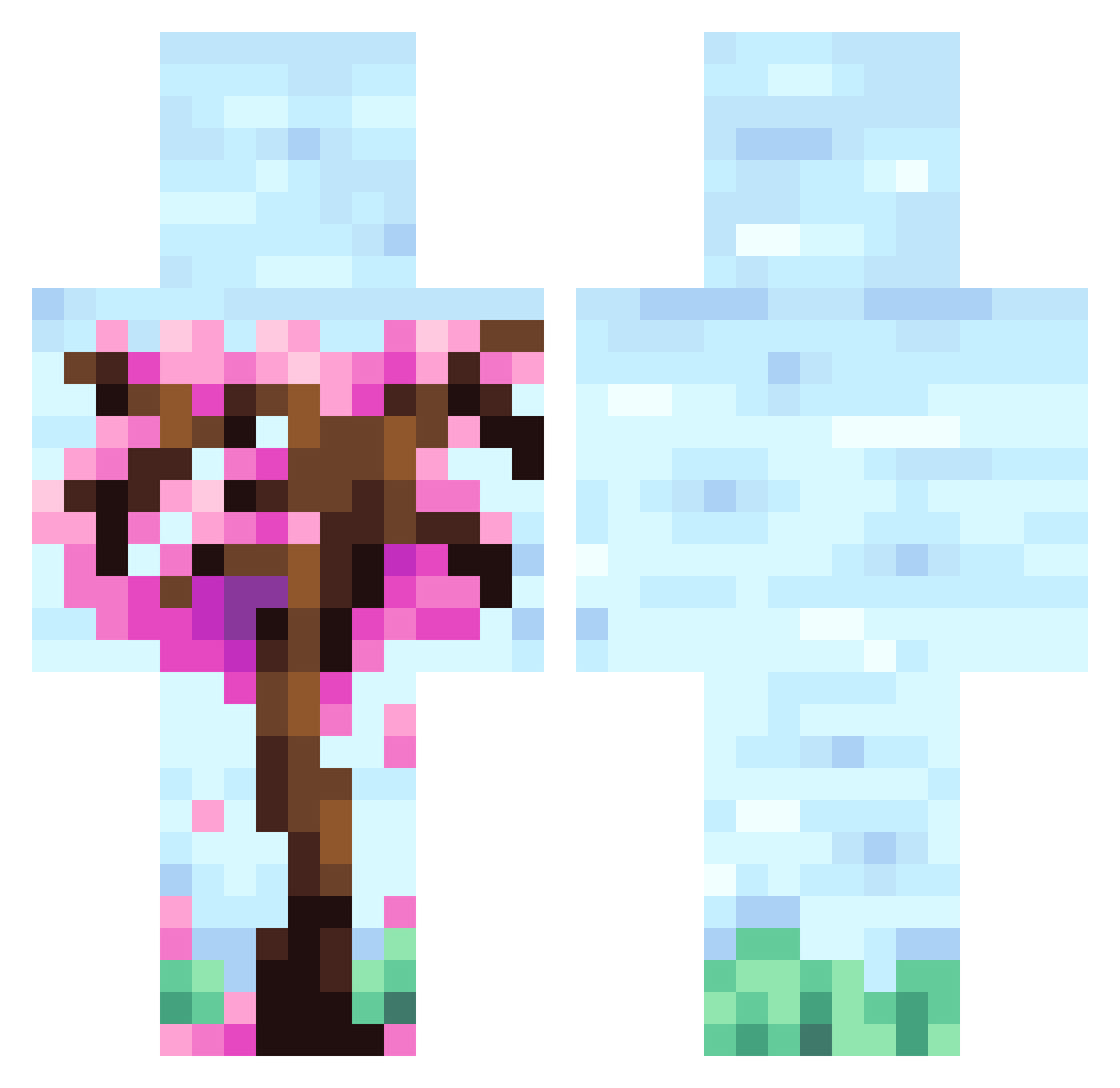 frmaya Minecraft skin, front and back view