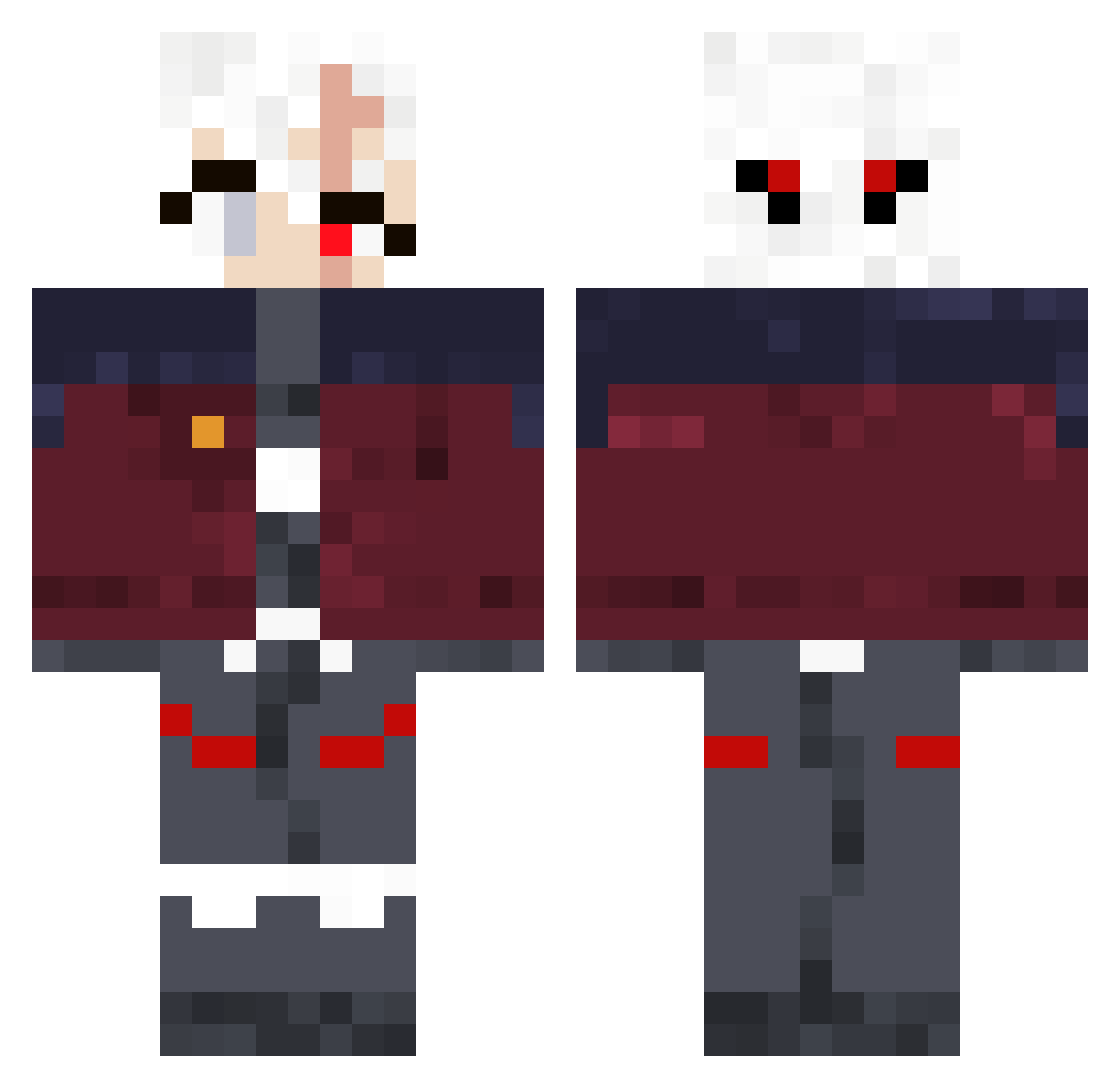 sor___a Minecraft skin, front and back view