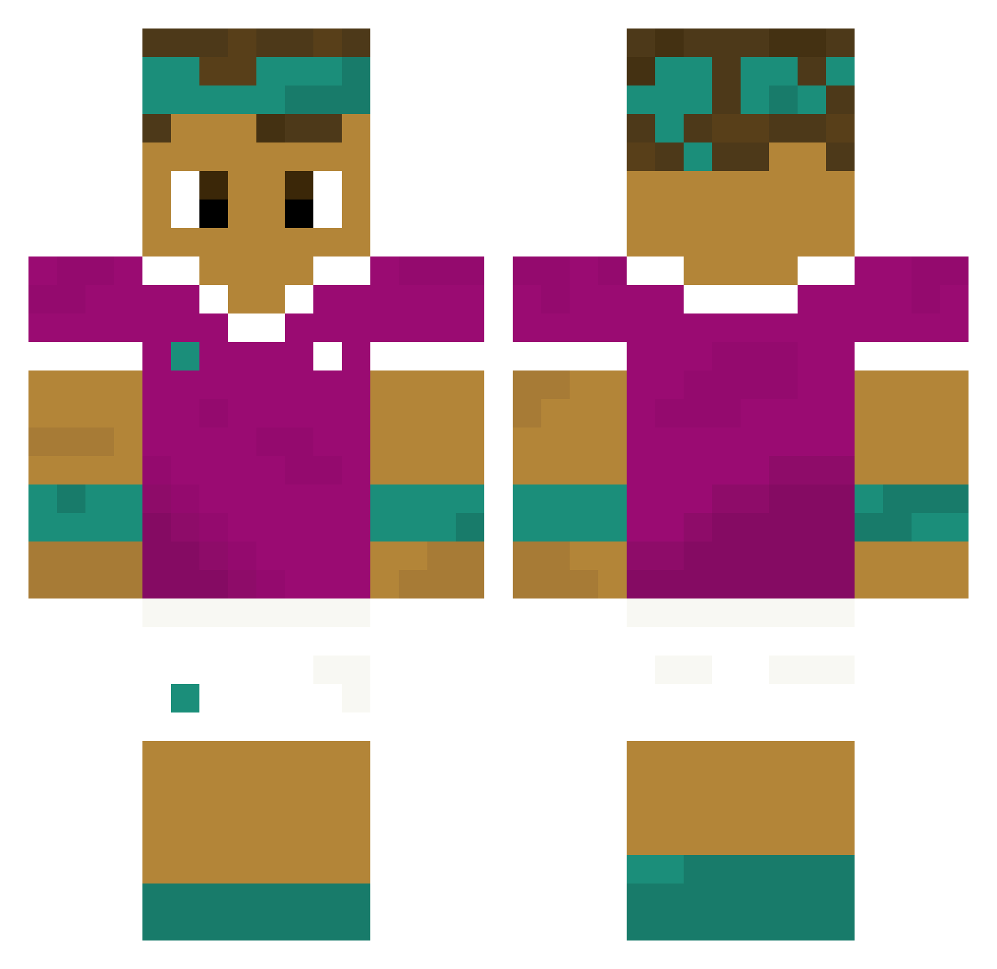 Jufeq Minecraft skin, front and back view