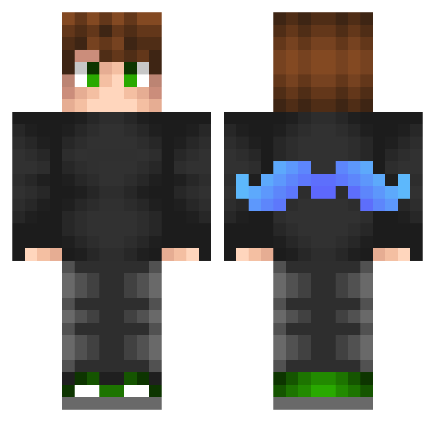 poWvv Minecraft skin, front and back view