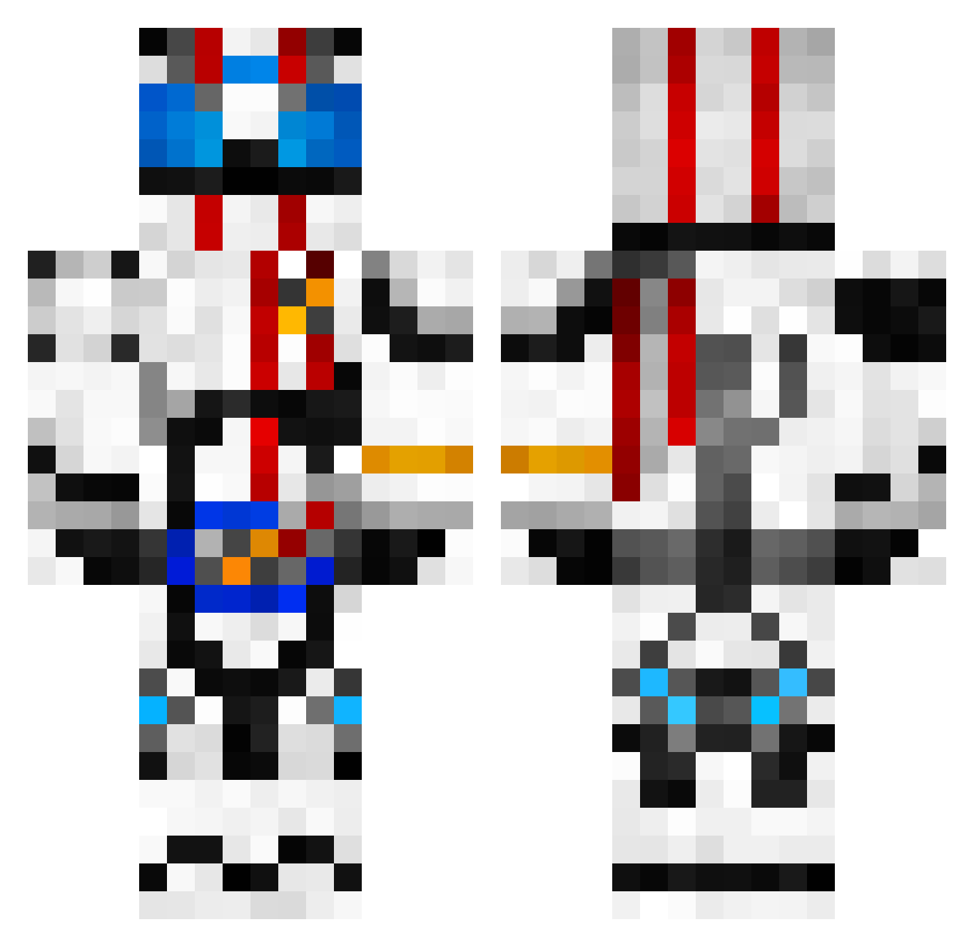 Frighter Minecraft skin, front and back view