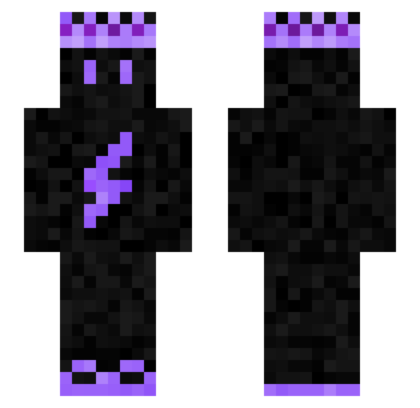 Boltium Minecraft skin, front and back view