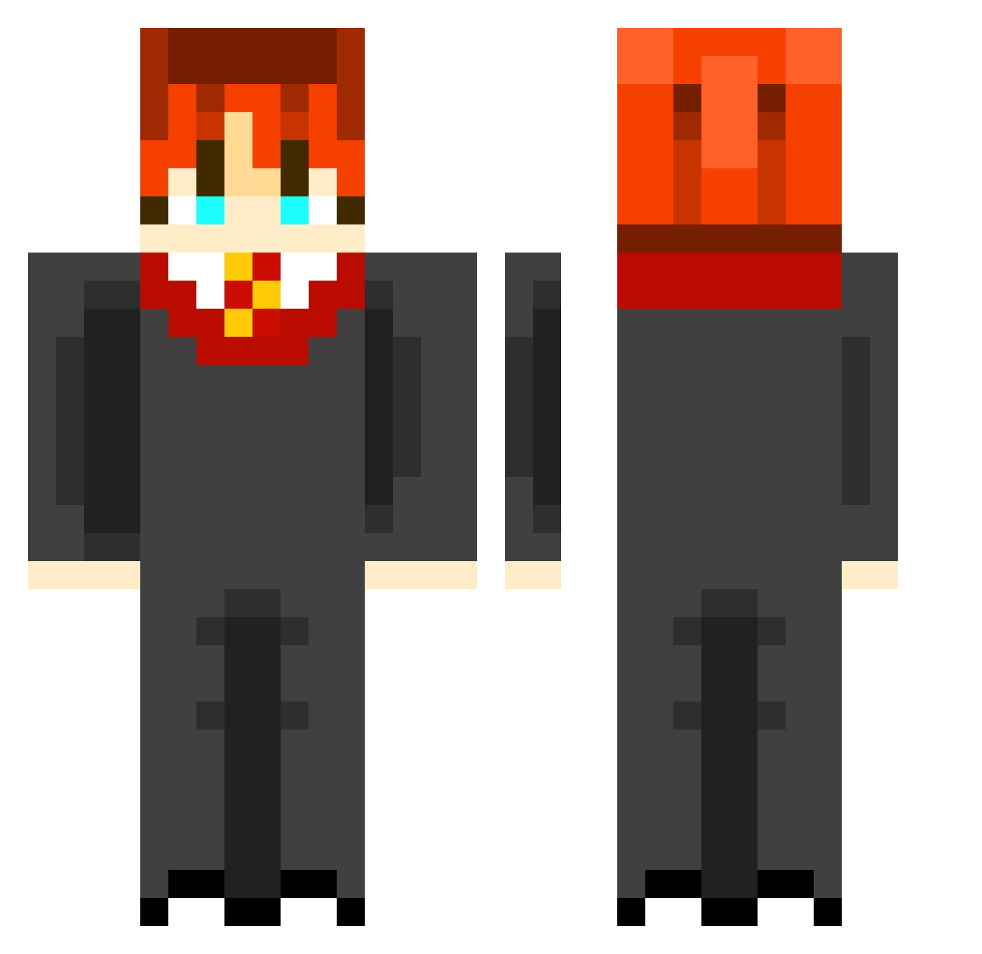 Wragie Minecraft skin, front and back view