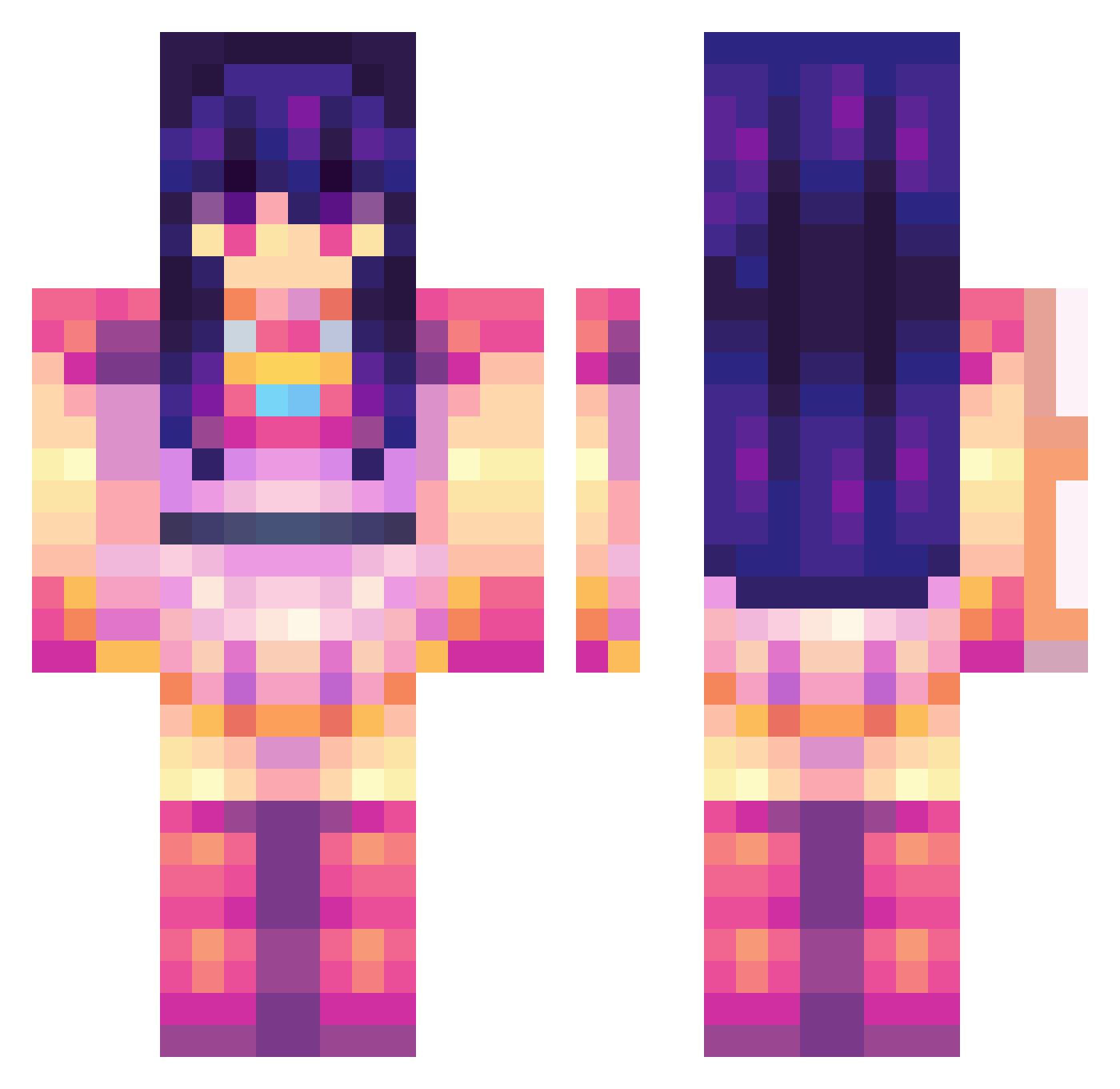 Asterins Minecraft skin, front and back view