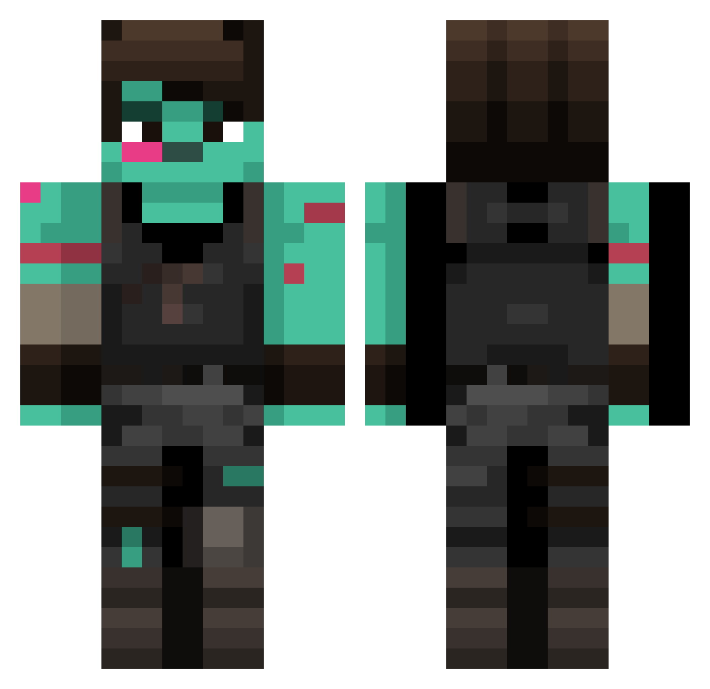 Bowser_ Minecraft skin, front and back view