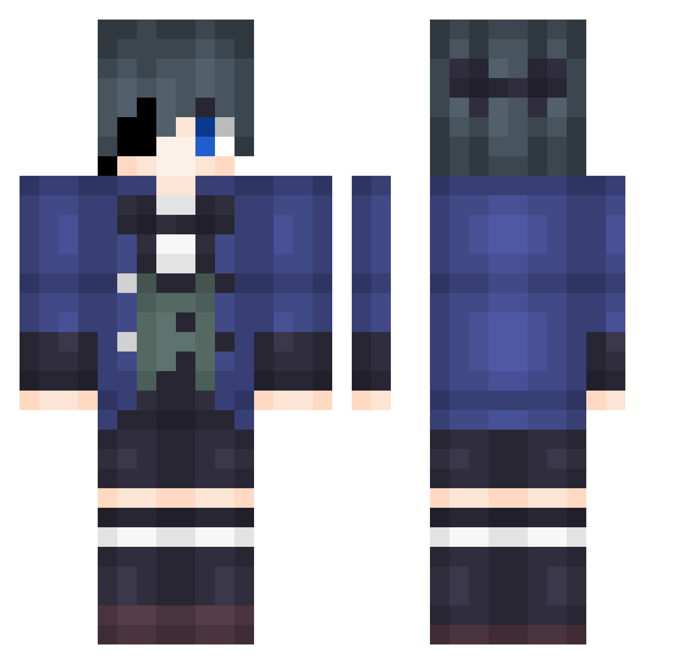 NoClap_ Minecraft skin, front and back view