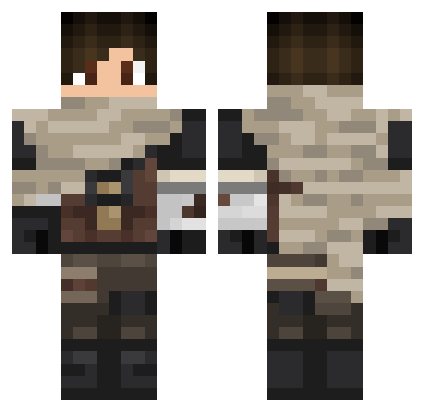 Caleb1500 Minecraft skin, front and back view