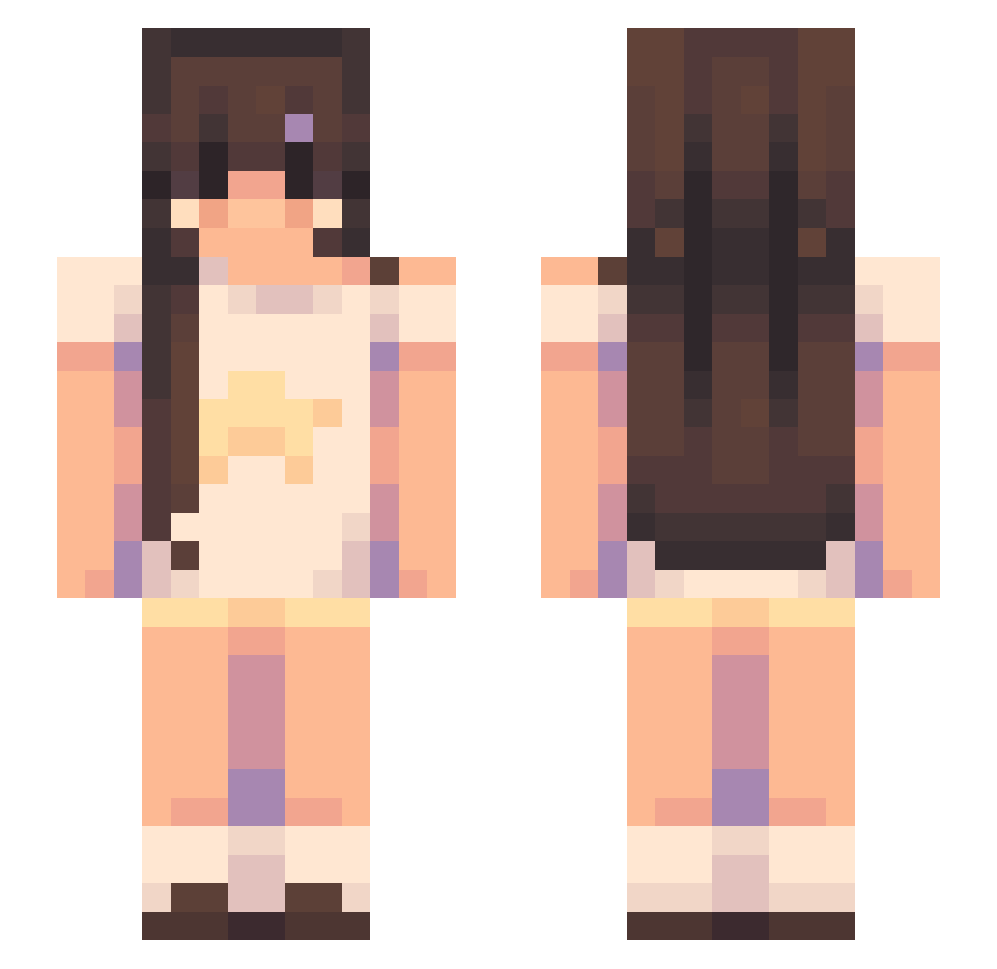 yasminbug Minecraft skin, front and back view