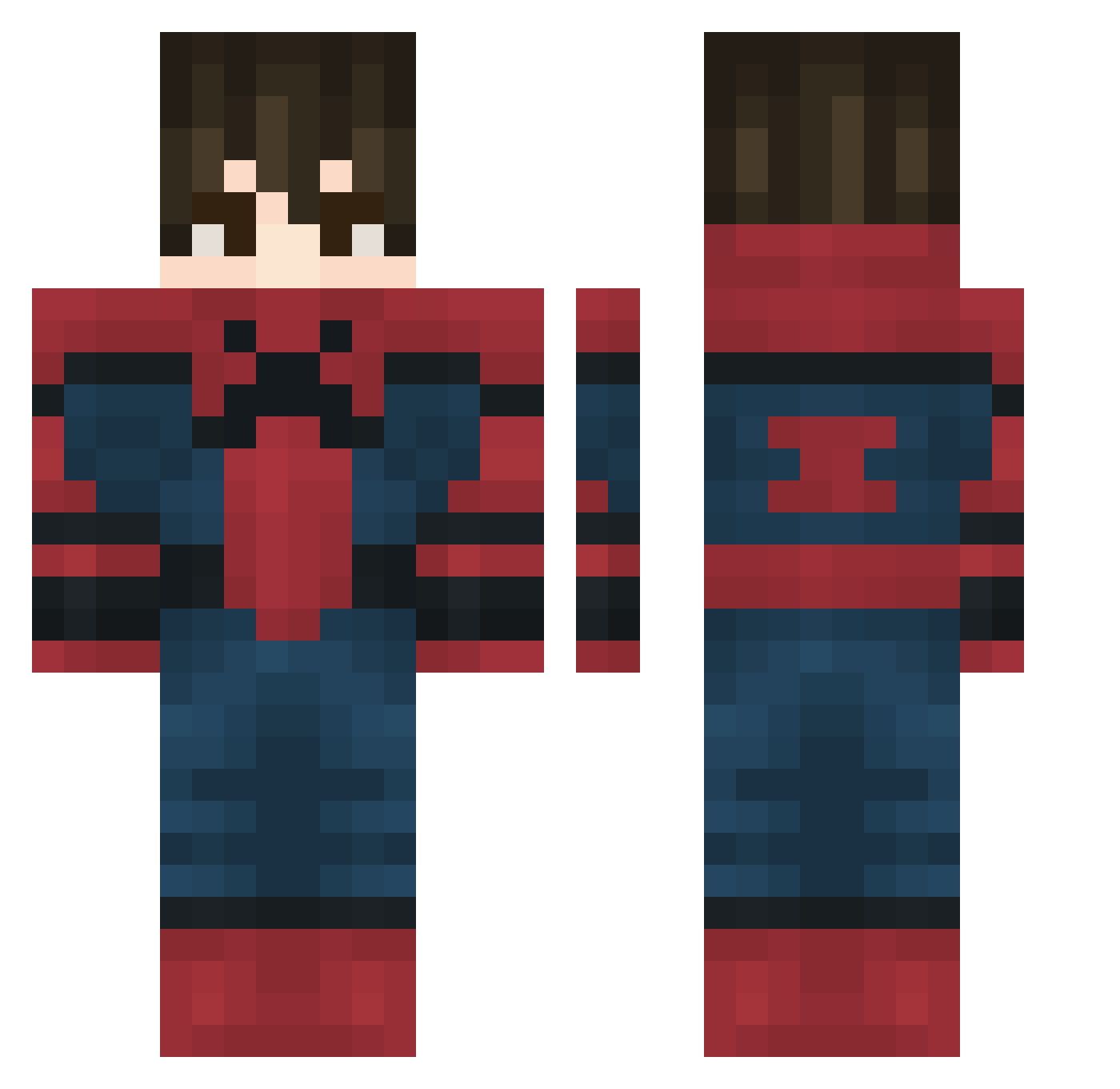 RETR000000 Minecraft skin, front and back view